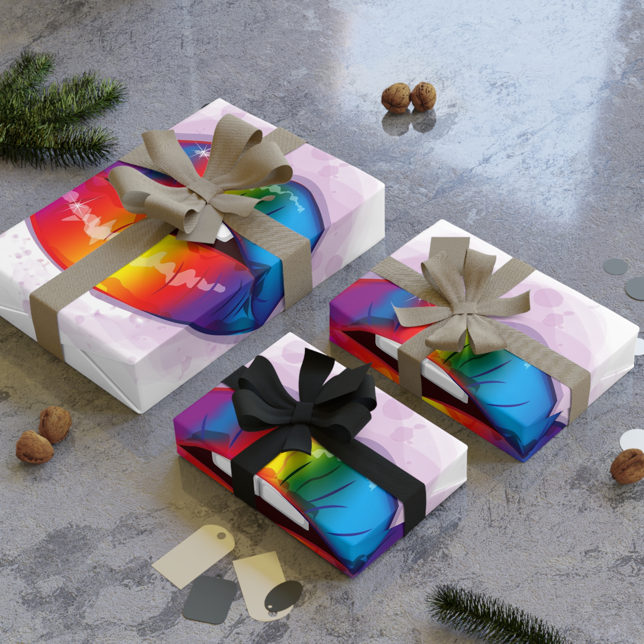 Rainbow Lips Lgbt Beautiful Fashionable Realistic Realistic Watercolor Style Print Vector Gift Wrapping Paper Rolls 1pc - Image 4