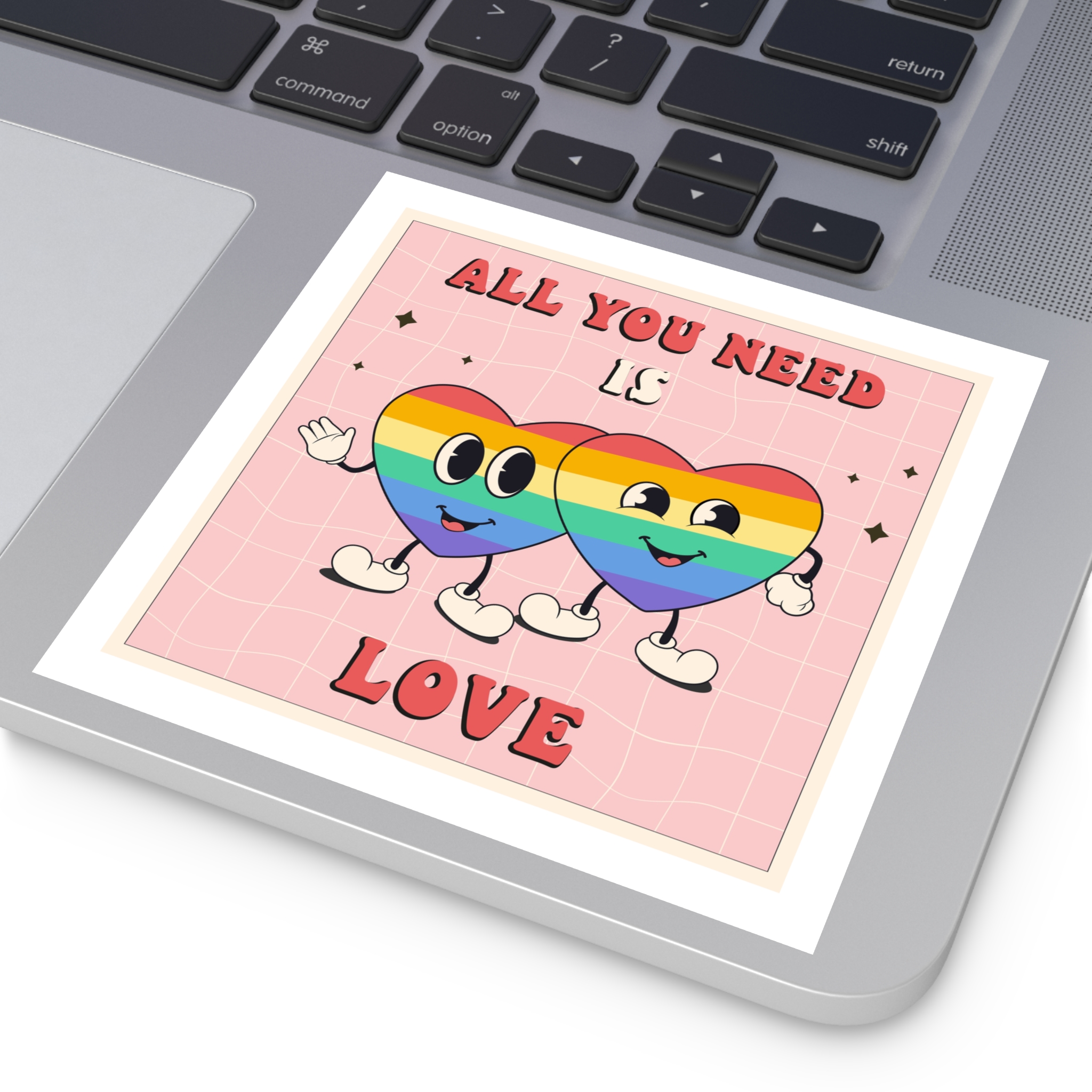 Lgbtq Pride Month Retro Groovy Poster Social Media Post Template With Rainbow Heart Laminate Stickers Square - Image 47