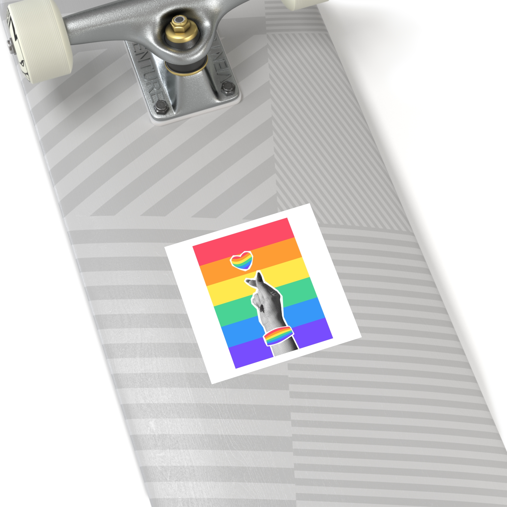 Lgbtq Trendy Retro Collage Halftone Hands Laminate Stickers Square - Image 32