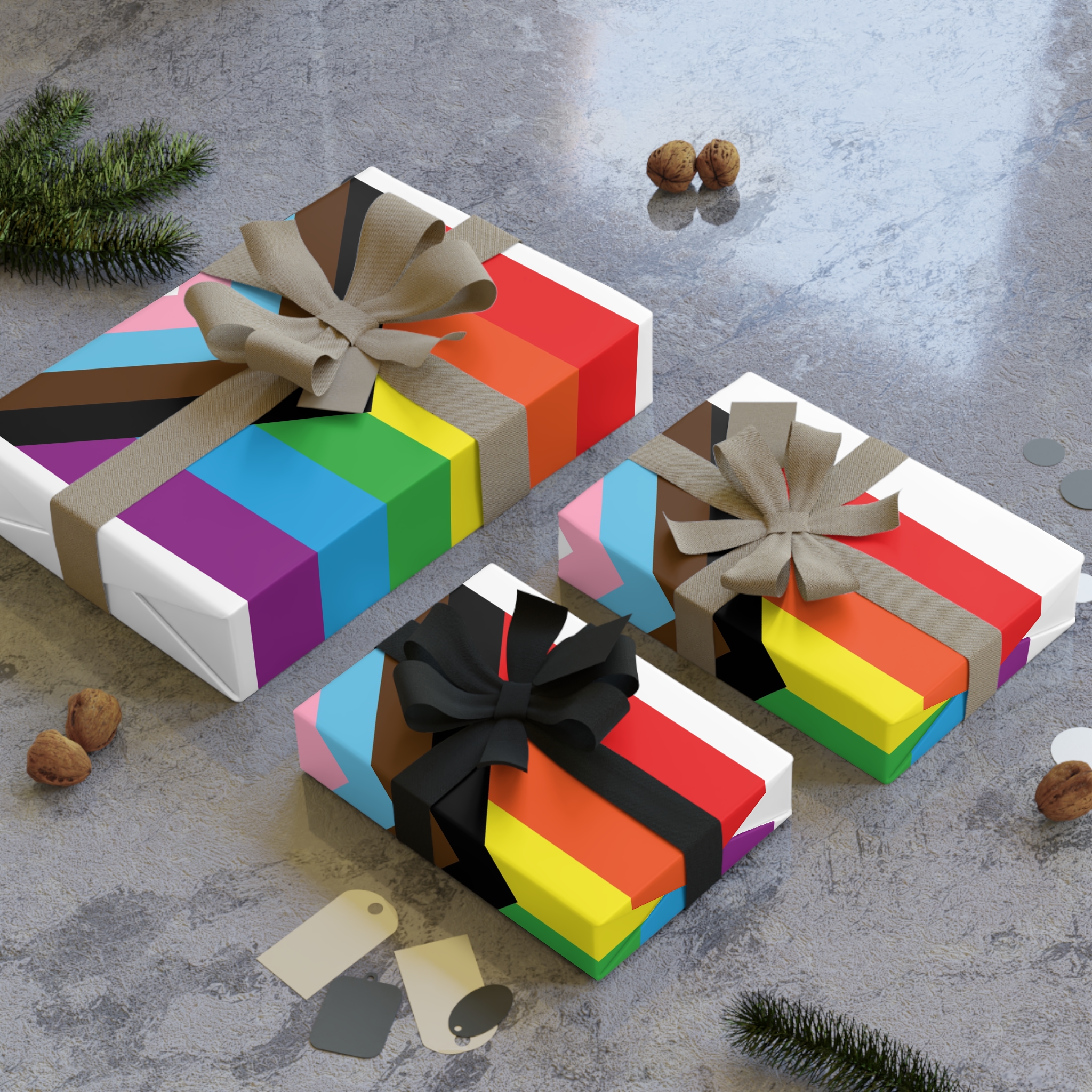 Intersex Inclusive Progress Pride Flag Gift Wrapping Paper Rolls 1pc - Image 4