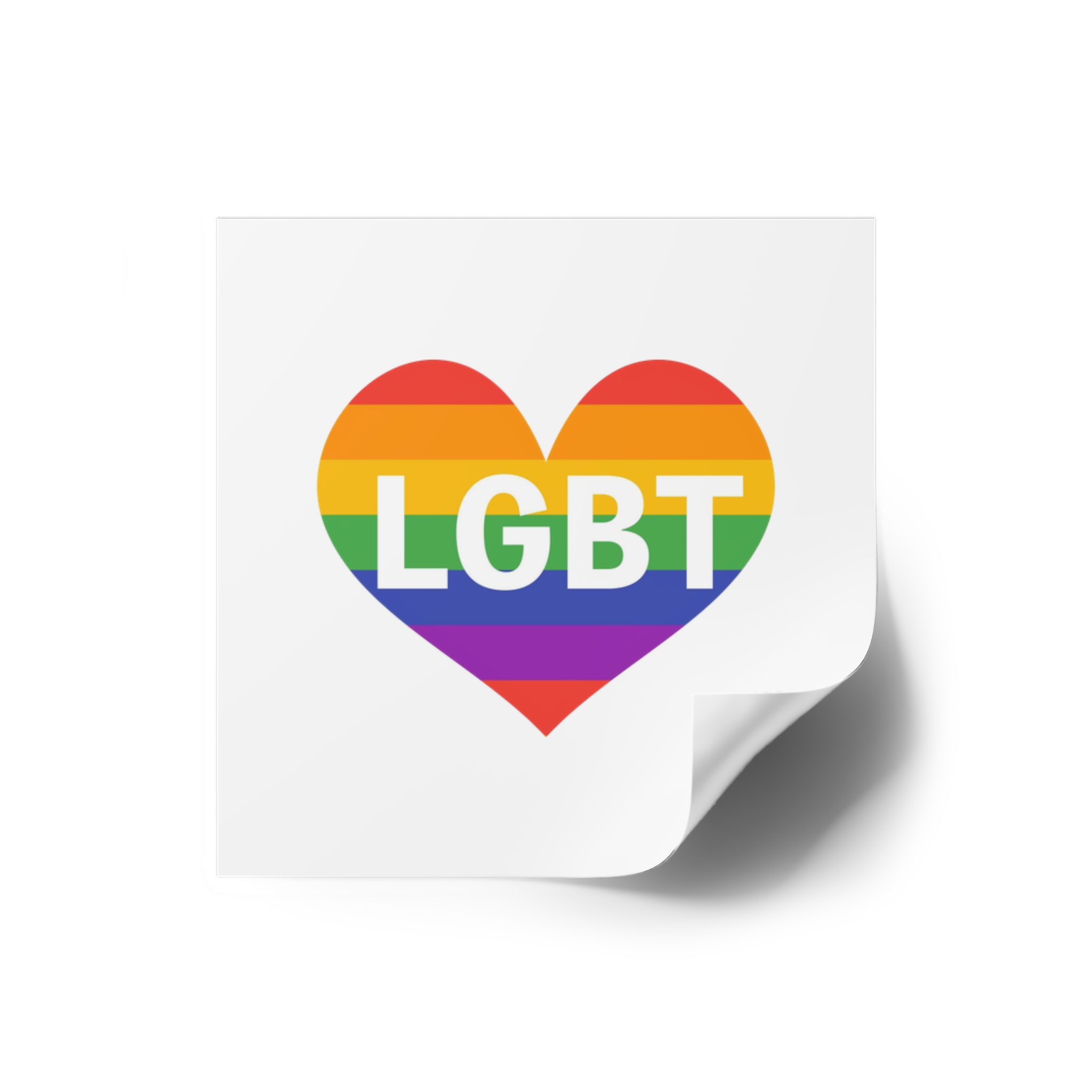 Lgbt Rainbow Colors Heart Mark Lgbt Letters Laminate Stickers Square - Image 10