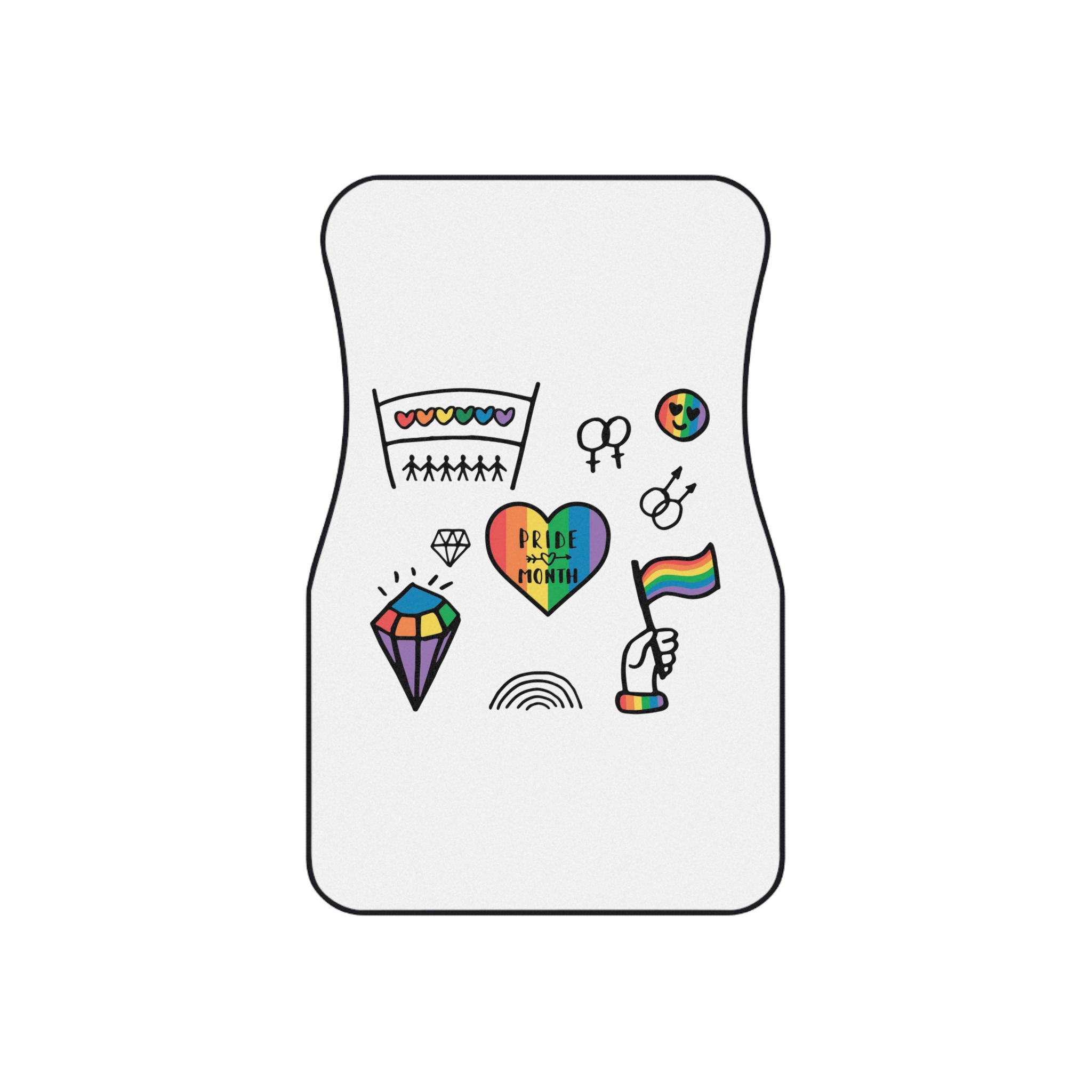 Lgbt Doodle Set Rainbow Flag Pride Month Vector Illustration Car Mats Set Of 4 - Image 2