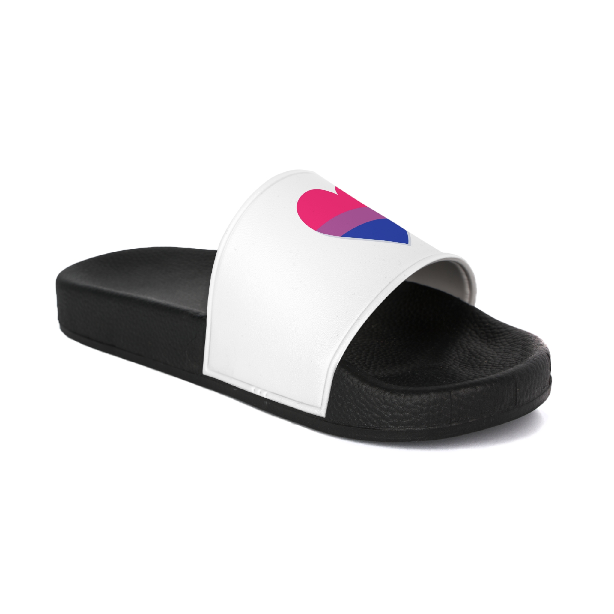 Bisexual Flag Heart Shape Mens Slide Sandals - Image 2