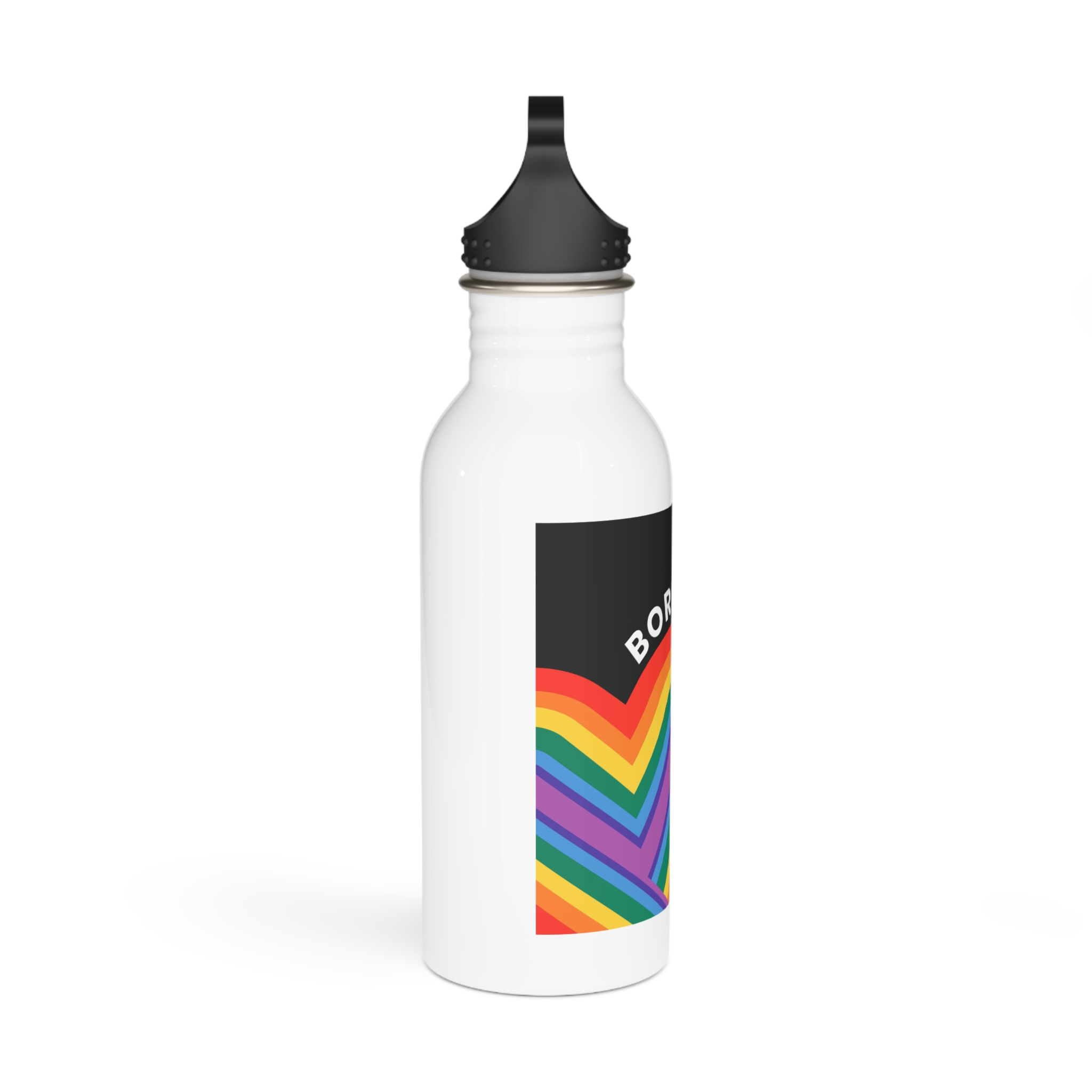 Rainbow Heart Template Lgbtq Pride Month With Born This Way Text Stainless Steel Water Bottle - Image 2