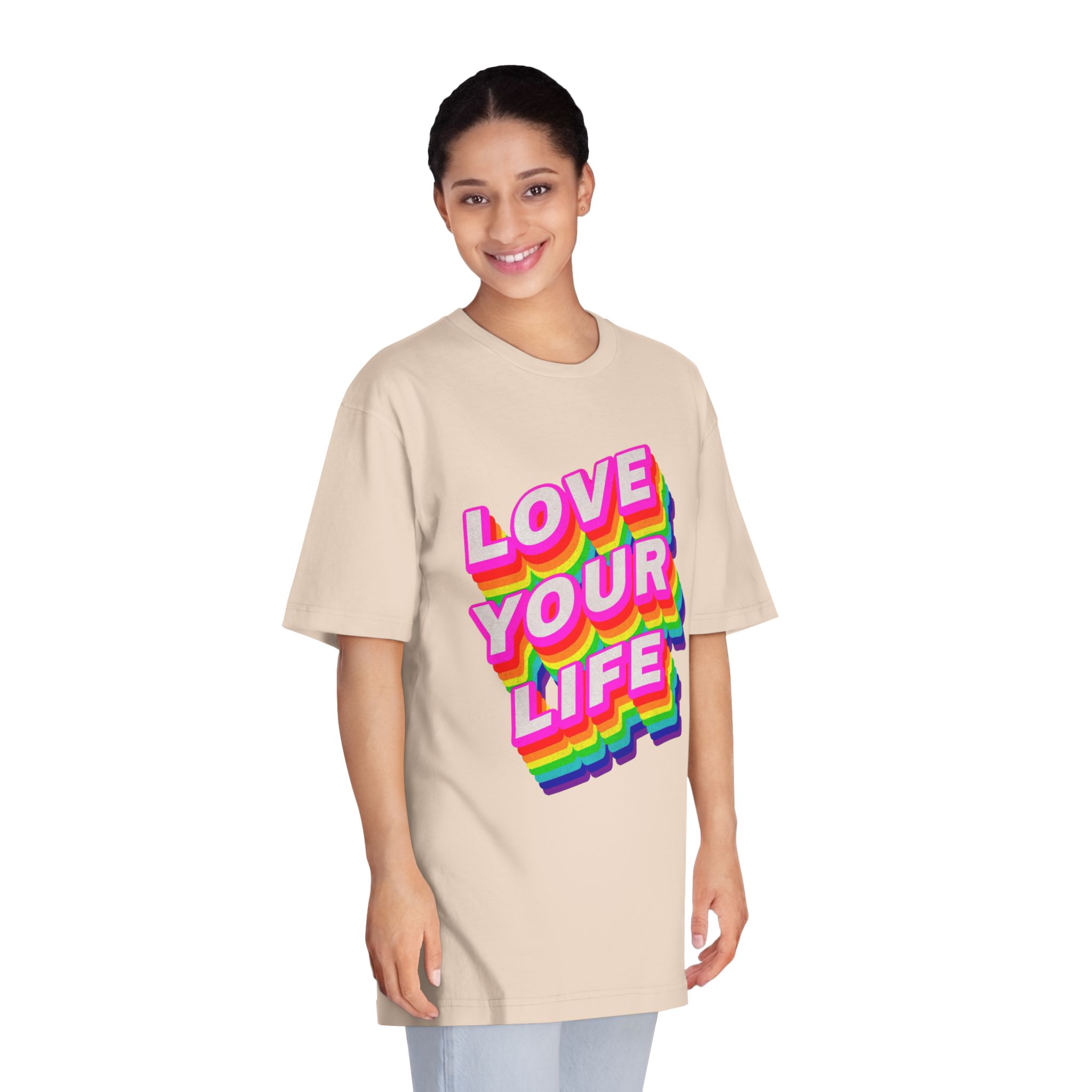 Rainbow Word Love Your Life Typography Design Element - Unisex Classic Crewneck T Shirt - Image 11