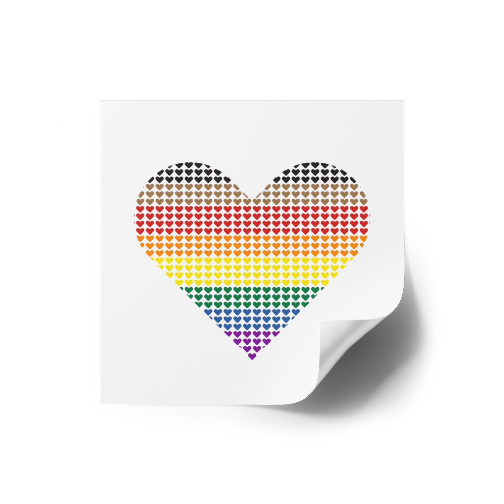 Pride Flag Heart Shape Icon With Heart Pattern Inside Heart Symbol With Black Brown Stripes Laminate Stickers Square - Image 10