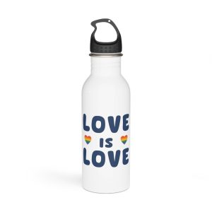 Vector Illustration With Text Love Is Love With Rainbow Heart Symbols Representing Lgbtq Gay Pride Stainless Steel Water Bottle