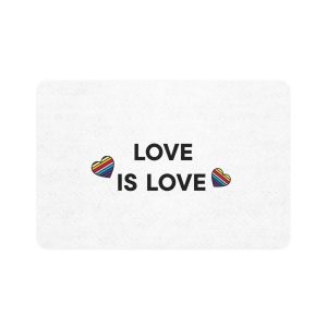 Love Is Love With Rainbow Hearts Pet Food Mat 12x18