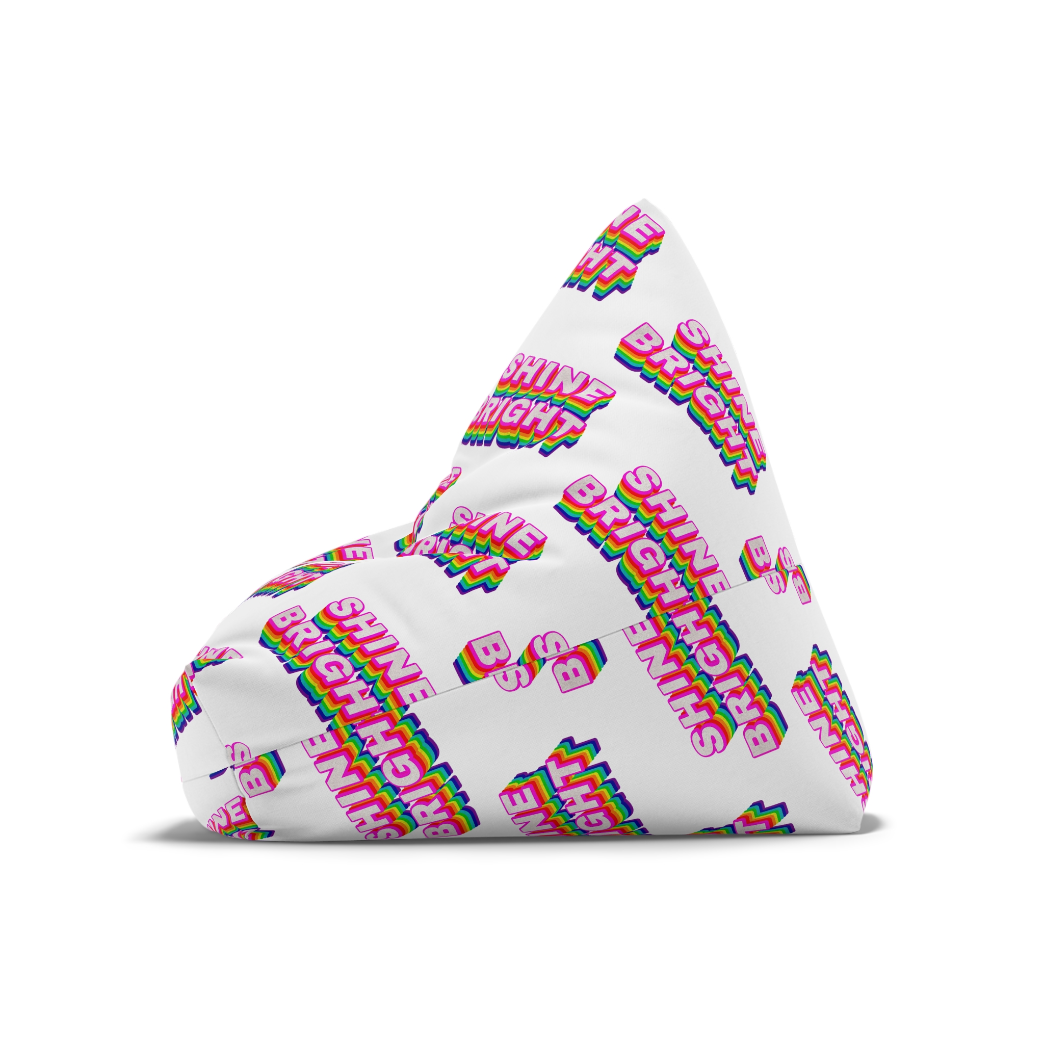 Rainbow Word Shine Bright Typography Design Element Bean Bag Chair Cover - Image 8