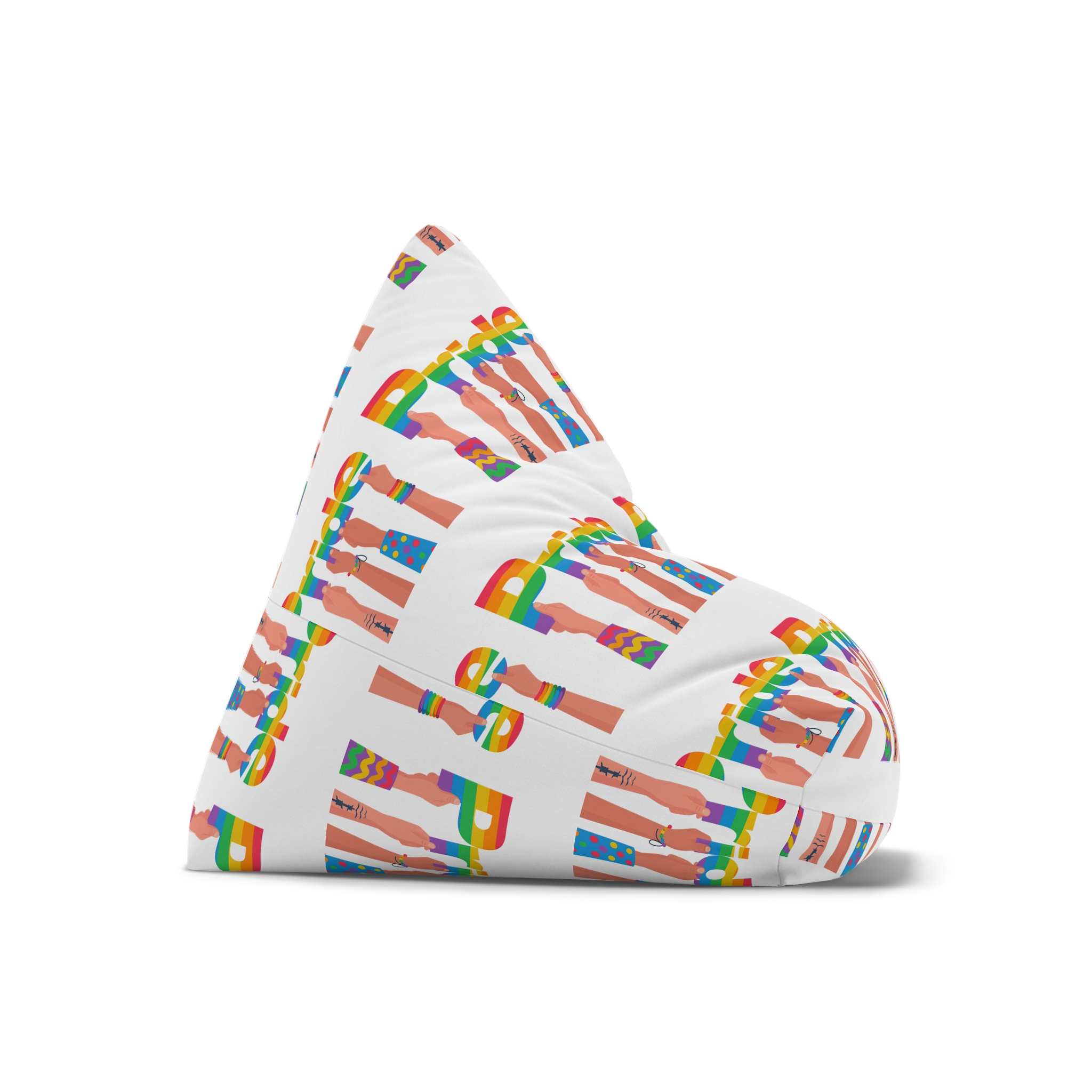 Happy Pride Day Colored Letters Hands Gay Bisexuals Freedom Fighters Bean Bag Chair Cover - Image 7