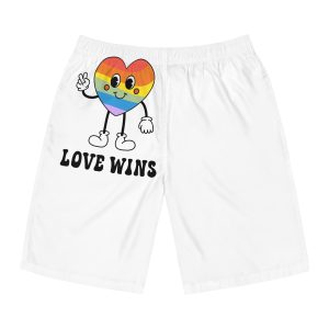 Vector Groovy Lgbtq Flag Heart Mens Board Shorts Aop