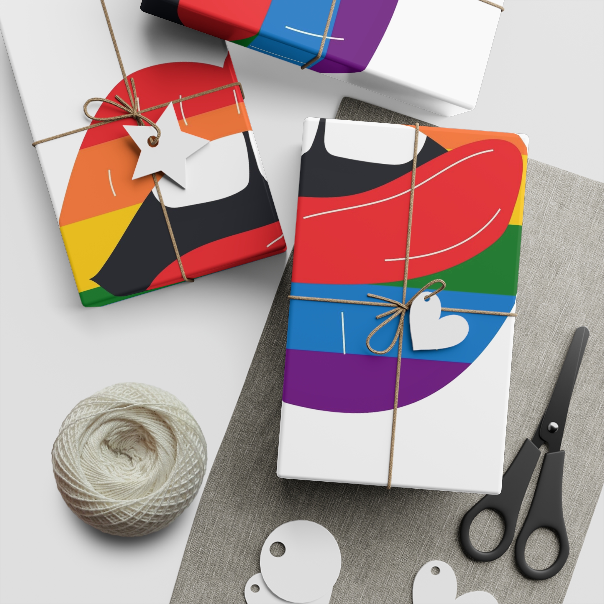 Beautiful Lips Kiss Trace With Lgbt Symbol Pride Flag Rainbow Colors Print Gift Wrapping Paper Sheets 1pc - Image 2