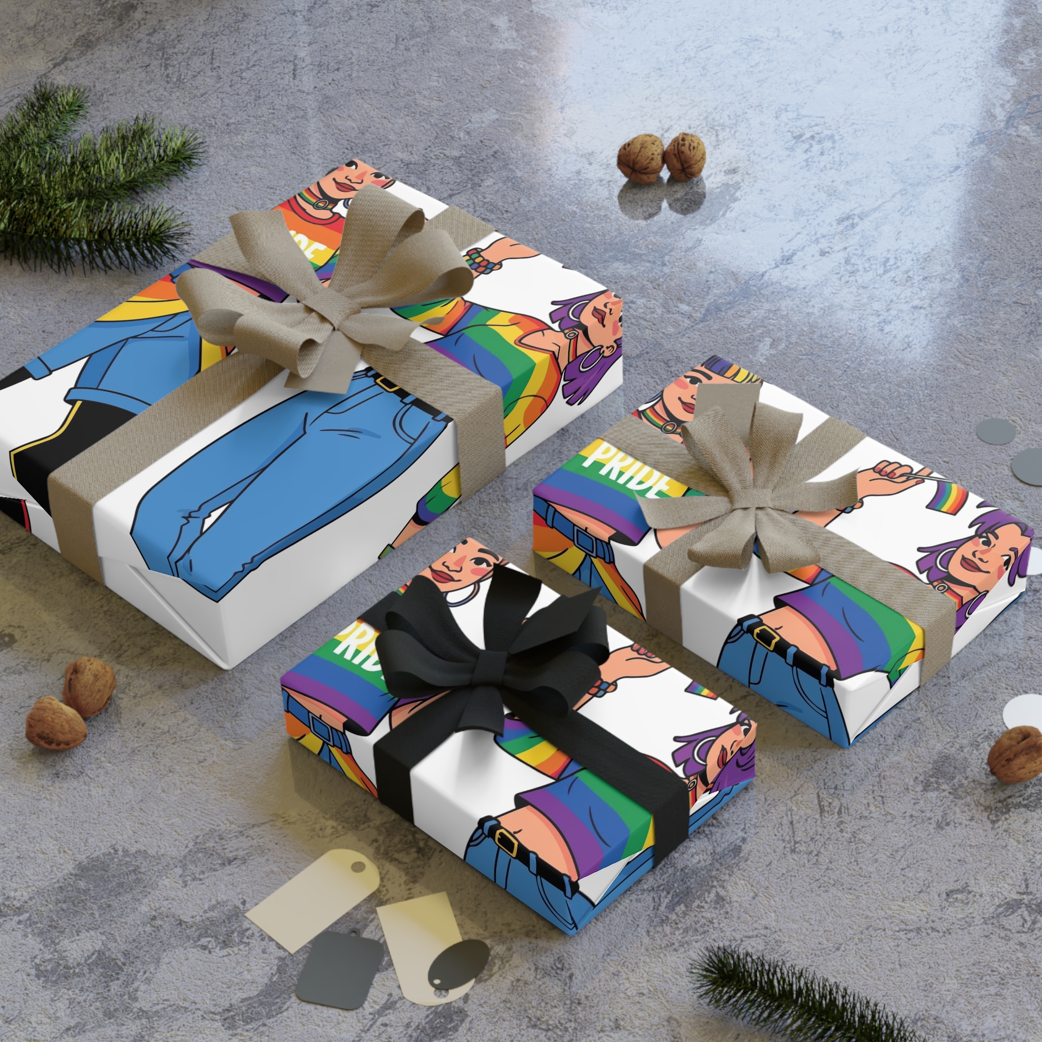Two Diverse Young Women Celebrate Pride Month With Rainbow Flags Colorful Attire Gift Wrapping Paper Rolls 1pc - Image 4