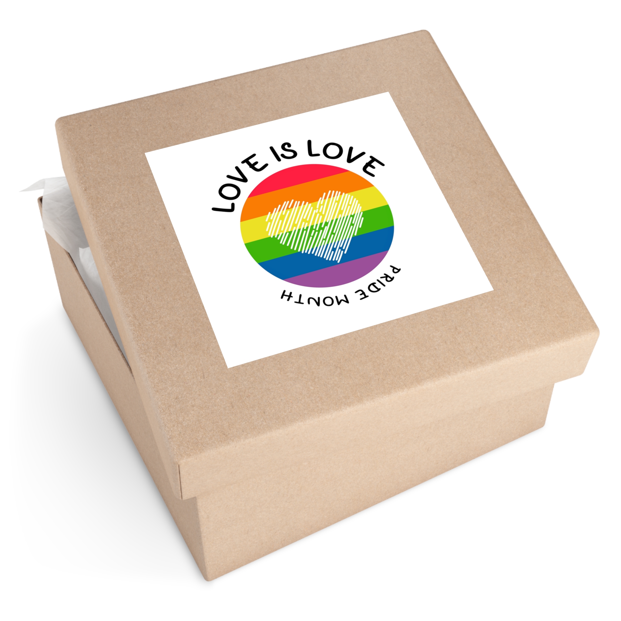 Lgbt Pride Month Love Is Love Lgbtq Symbol With Lgbt Pride Round Rainbow Flag With Heart Gay Pride Laminate Stickers Square - Image 51