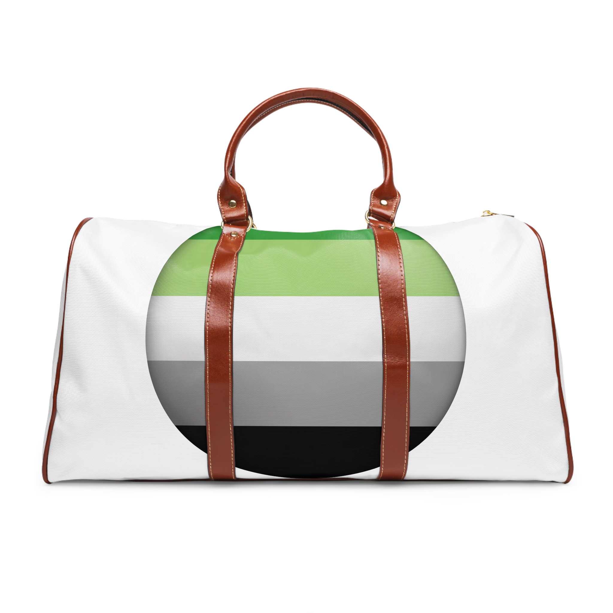 Flag Aromantic Lgbtq Glossy Circular Flag Button Appearance 3d Icon Design With Depth Waterproof Travel Bag