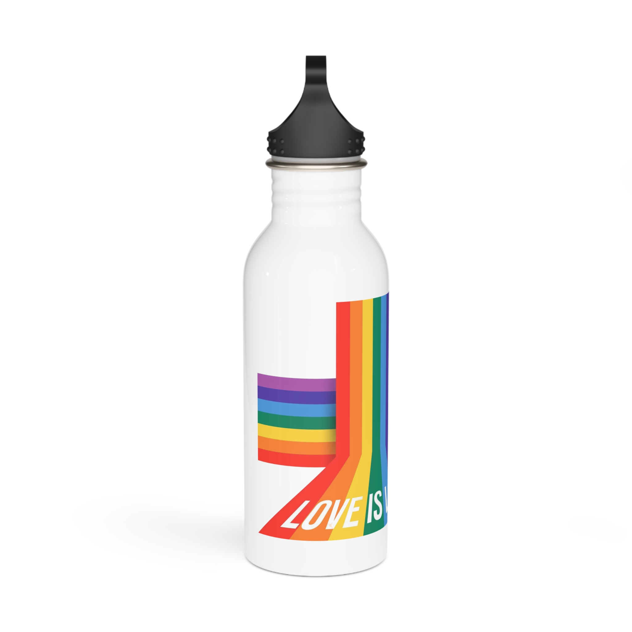 Pride Month Banner With Pride Lgbtq Rainbow Flag Vector Background Stainless Steel Water Bottle - Image 2