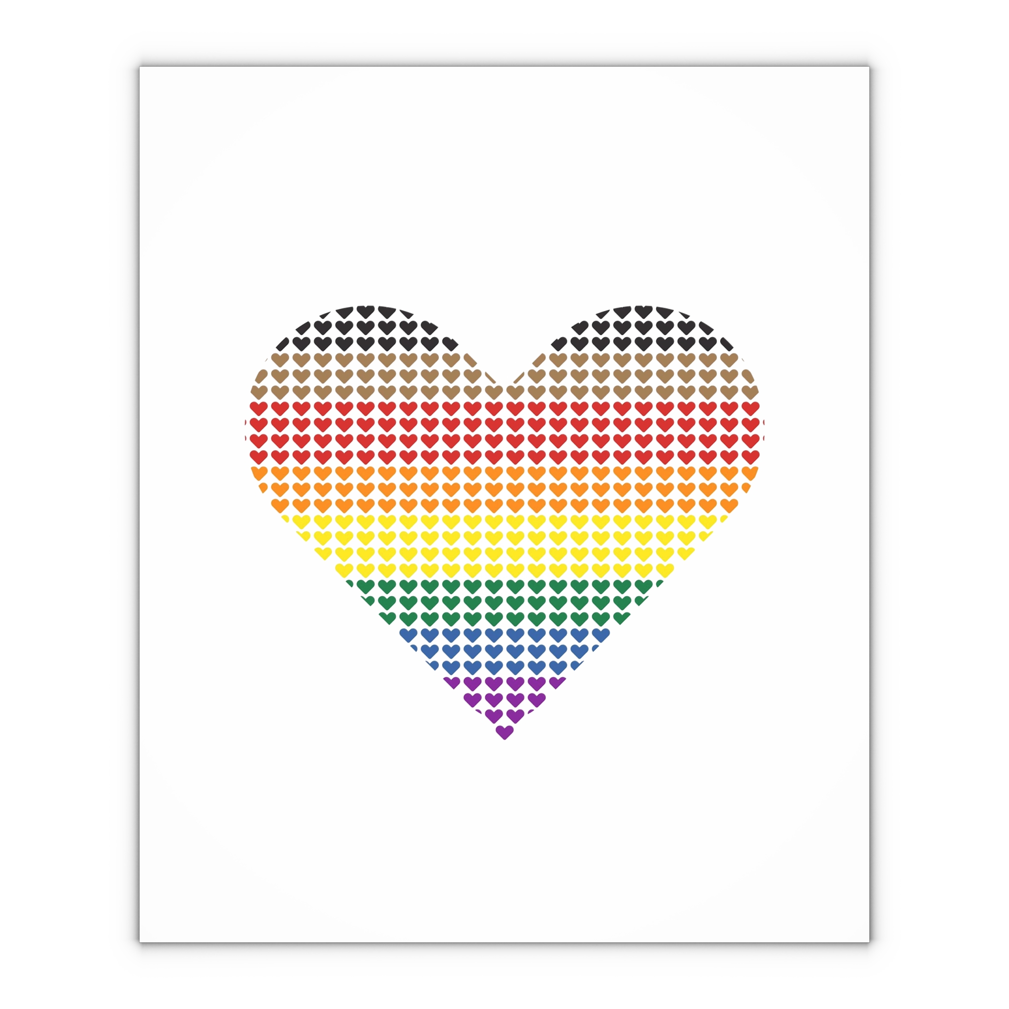 Pride Flag Heart Shape Icon With Heart Pattern Inside Heart Symbol With Black Brown Stripes Gift Wrapping Paper Sheets 1pc - Image 4