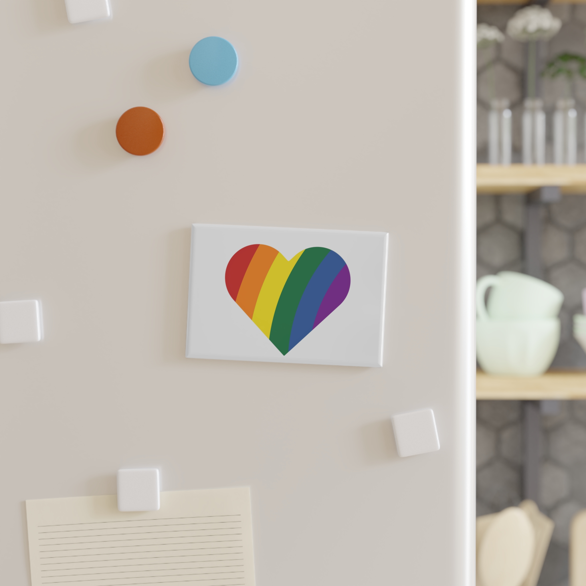 Minimalist Pride Heart Filled With Rainbow Colors Button Magnet Rectangle 1 And 10 Pcs - Image 7