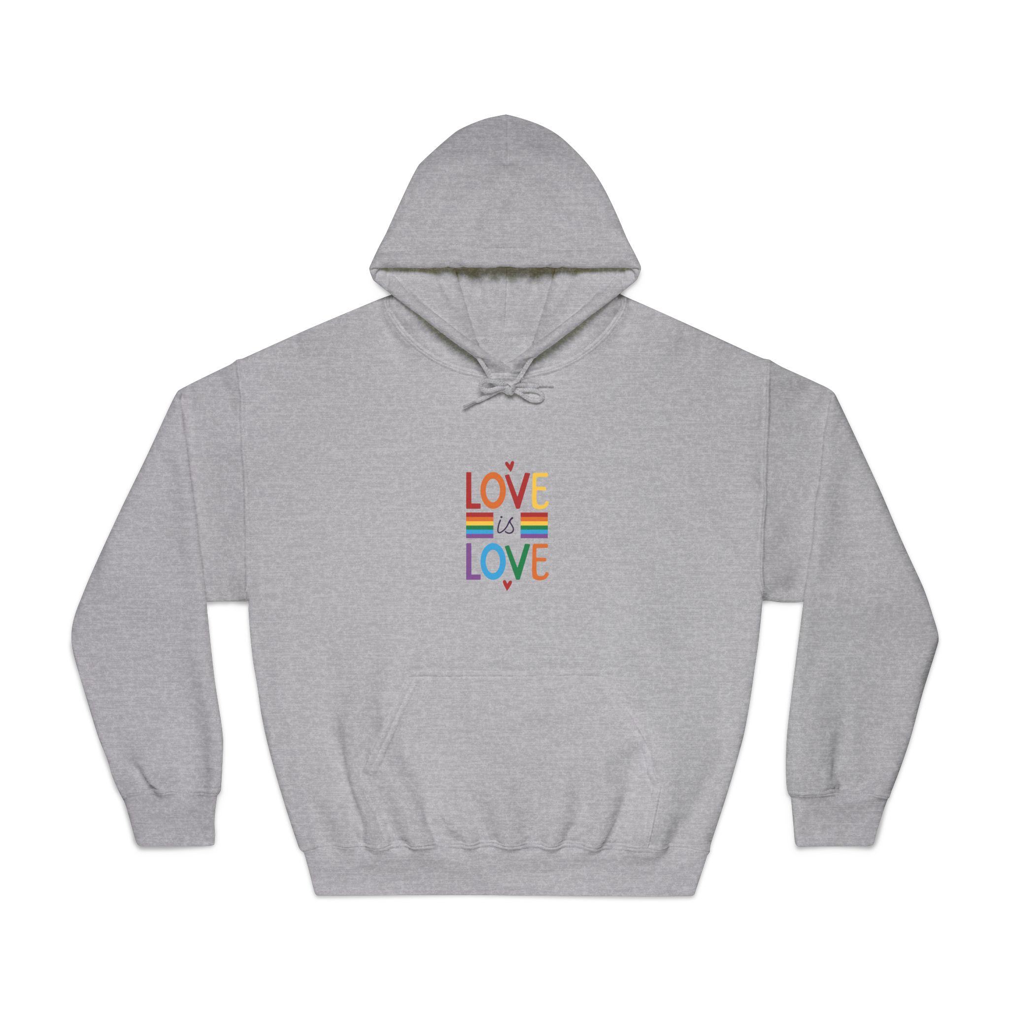 Love Is Love Colorful Typography With Rainbow Stripes Lgbt Pride Message Vector Unisex Dryblend Hooded Sweatshirt - Image 13