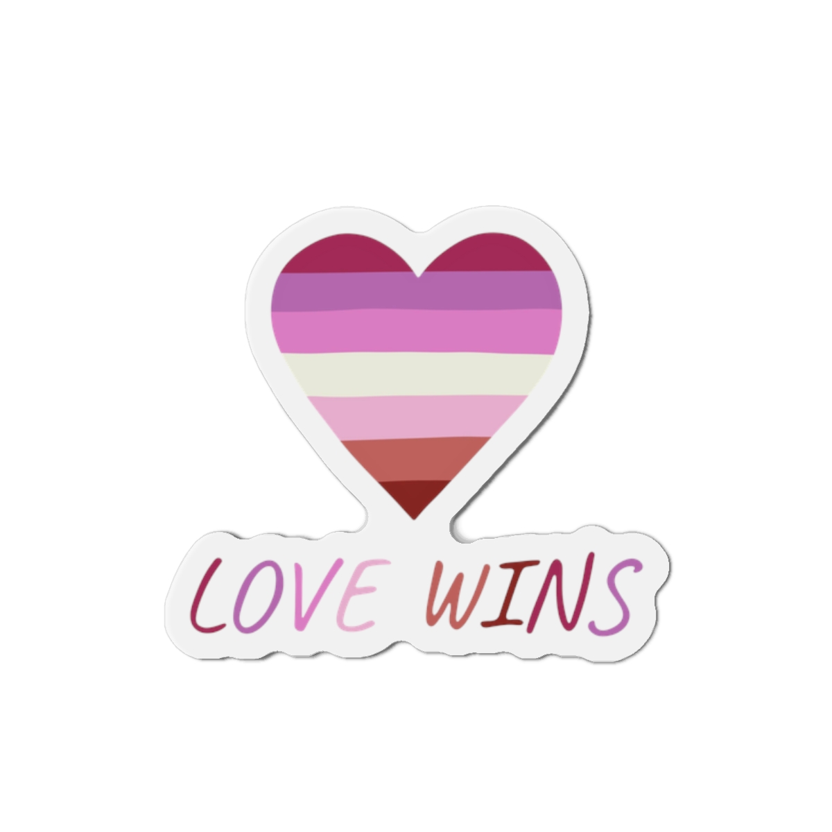 Colorful Heart Shape Lesbian Pride Flag Happy Pride Day Lgbtqia Community Pride Month Vector Hand Drawn Doodle Posters Stickers Logo Cards(2) Die Cut Magnets
