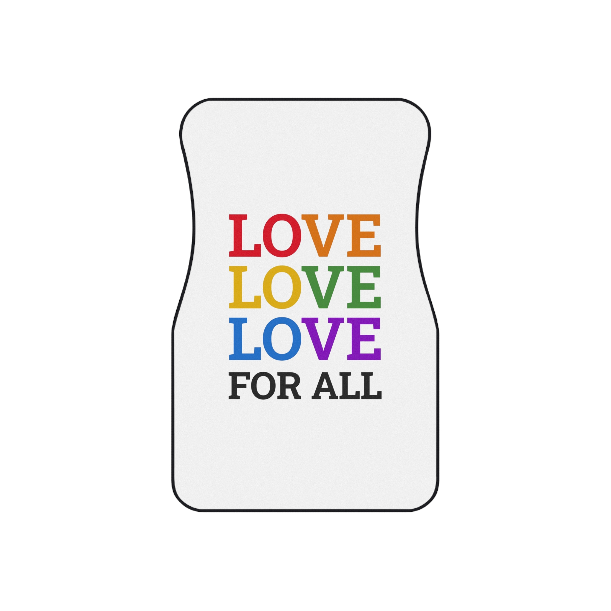 Love All Lgbtq Pride Month Positive Quote Rainbow Color Typographic Art White Background Car Mats Set Of 4 - Image 2