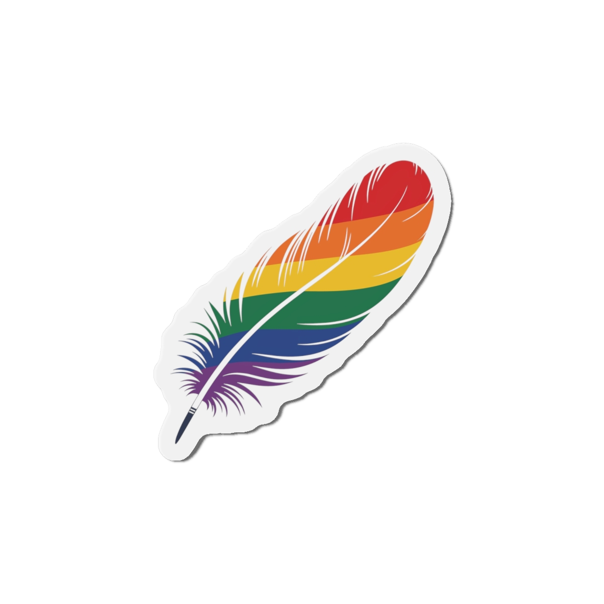 Single Feather Adorned With Vibrant Colors Rainbow Flag Die Cut Magnets - Image 13