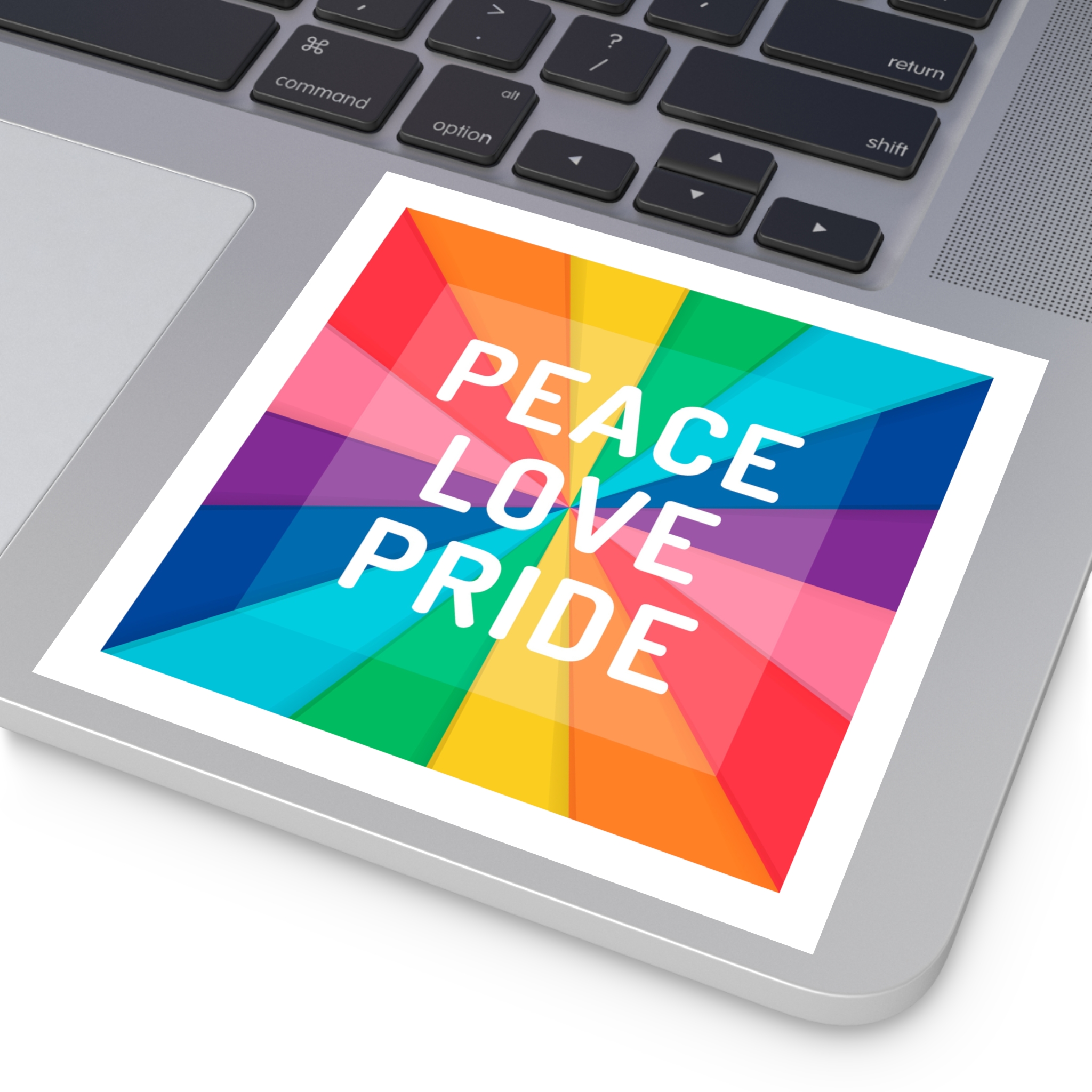 Rainbow Colored Background With Peace Love Pride Concept Pride Month Laminate Stickers Square - Image 39