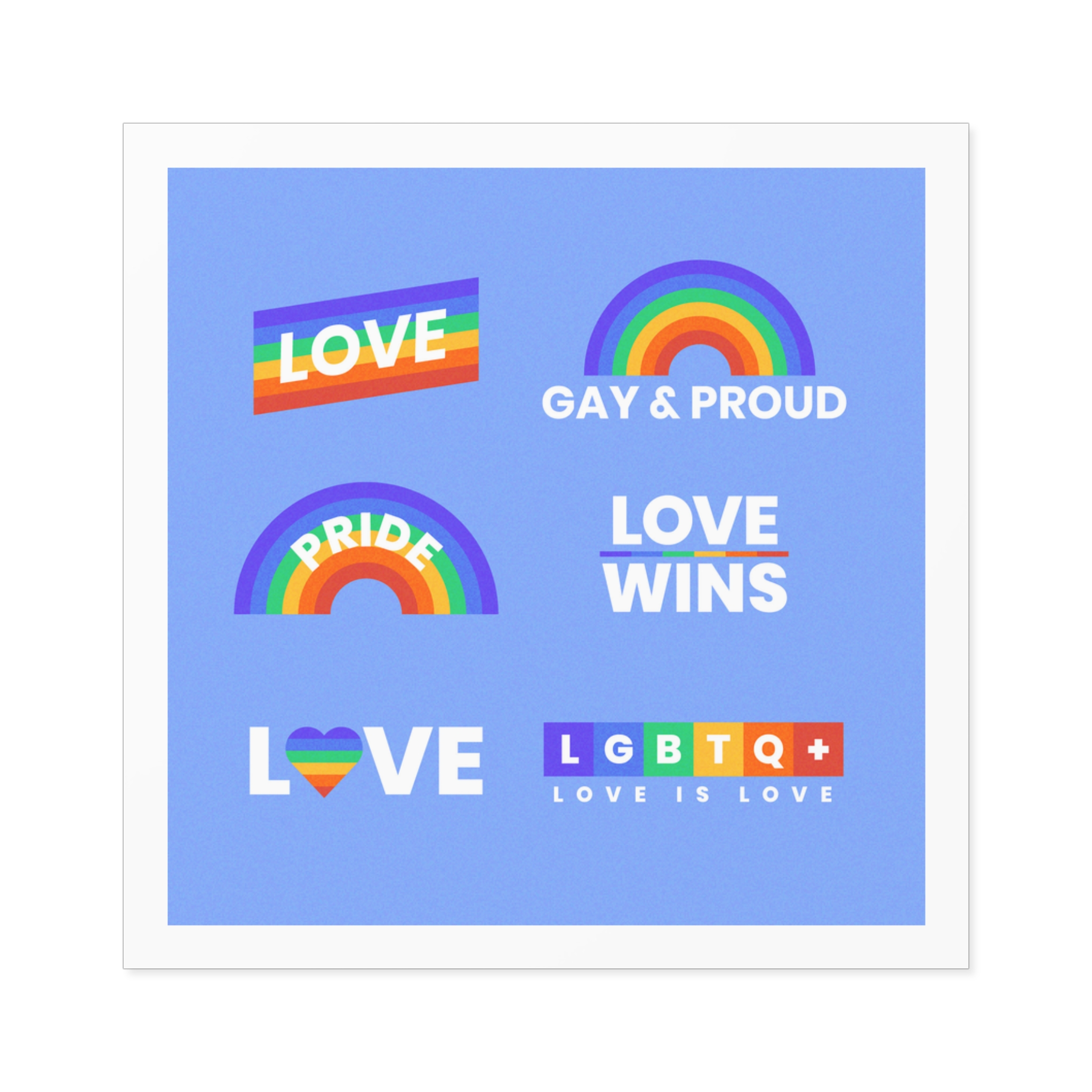 Pride Day Concept Rainbow Labels Laminate Stickers Square - Image 17