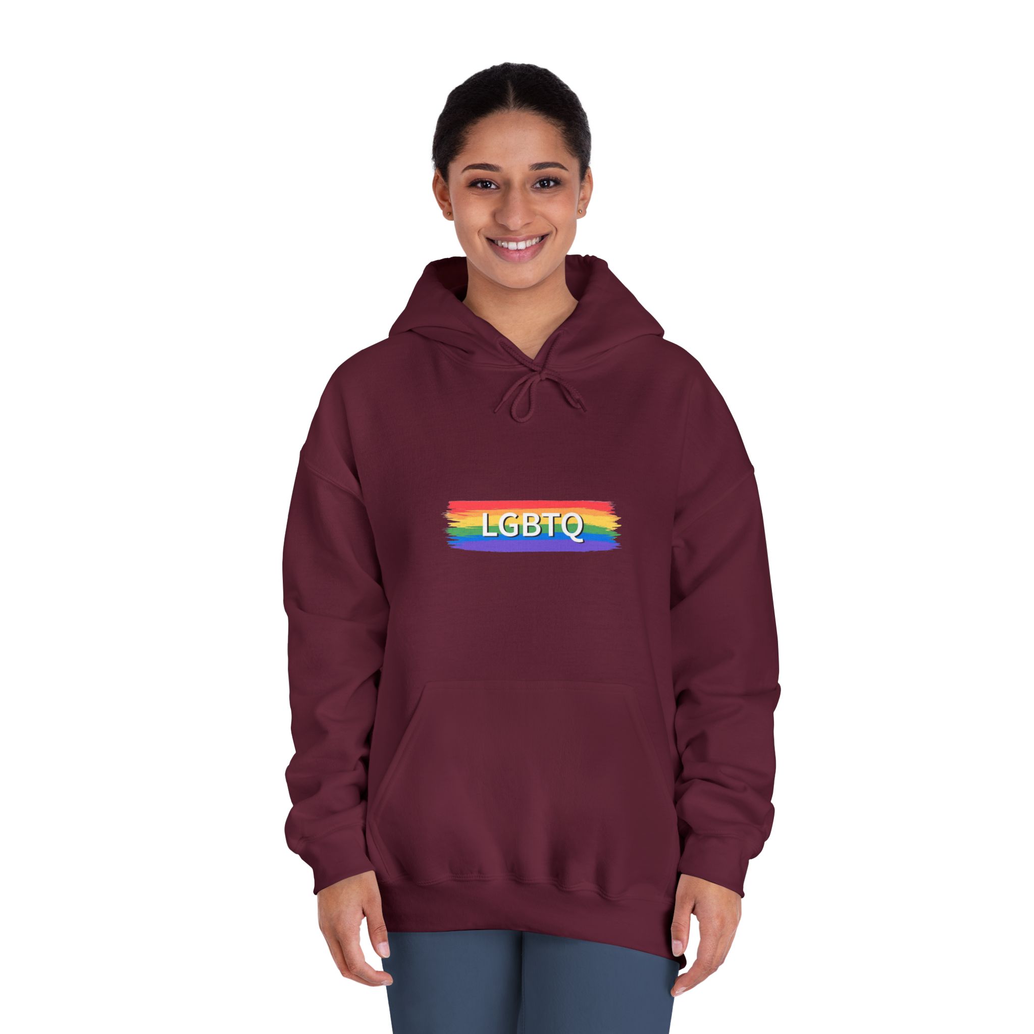 Lgbtq Rainbow Flag Pride Month June Colorful Brush Stroke Lgbtq Flag Vector Illustration Unisex Dryblend Hooded Sweatshirt - Image 20