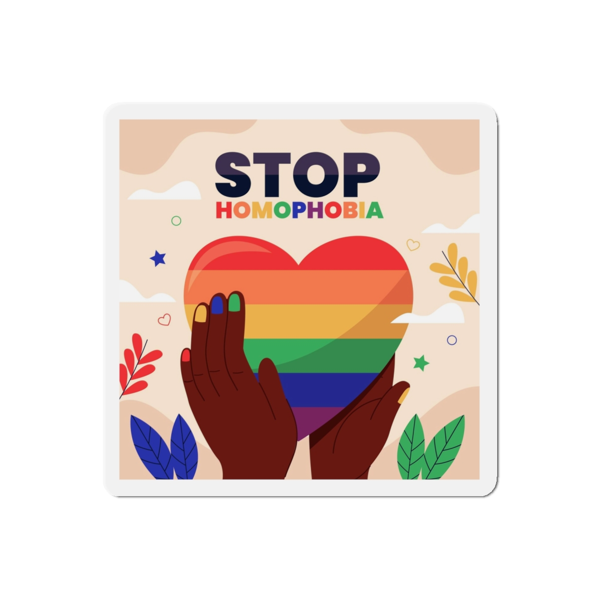 Hand Drawn Stop Homophobia Message Illustrated Die Cut Magnets - Image 10
