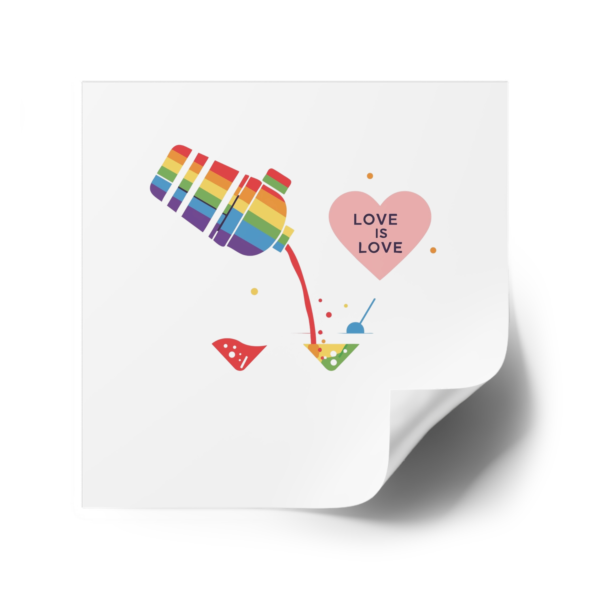 Rainbow Cocktail Shaker Pouring Drink With Heart Love Is Love Illustration Vector Laminate Stickers Square - Image 46