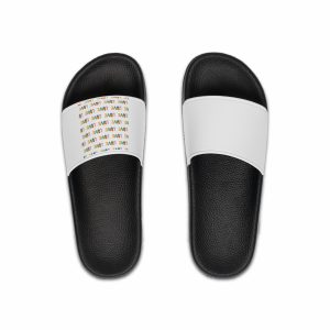 Rainbow Love Lettering Seamless Pattern Happy Pride Minimalistic Background With Simple Text Mens Slide Sandals