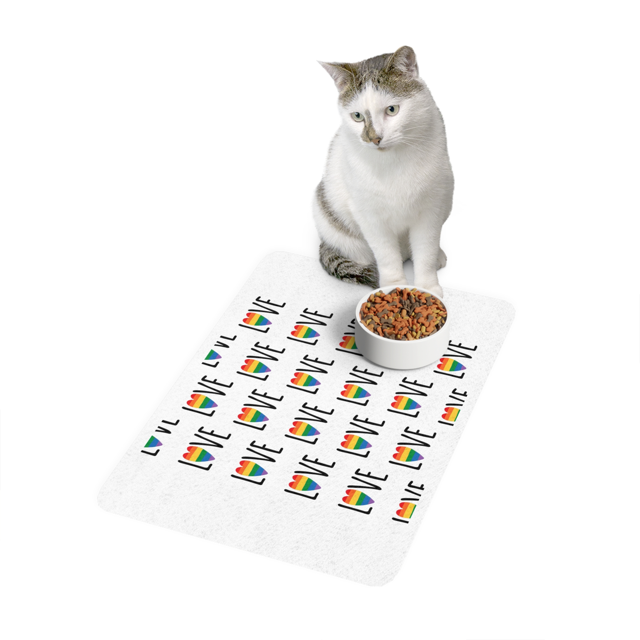 Seamless Pattern Lgbt Rainbow Love Text Pet Food Mat 12x18 - Image 3