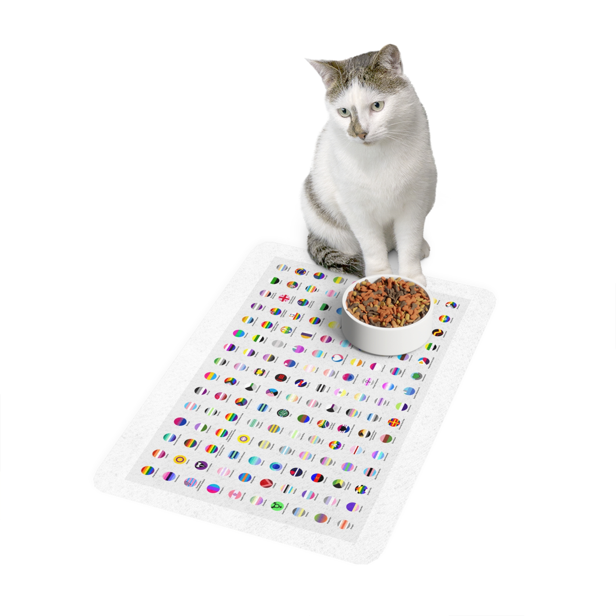Circular Lgbtq Pride Flags Collection Chart Representing Diverse Gender Sexual Identities Pet Food Mat 12x18 - Image 3