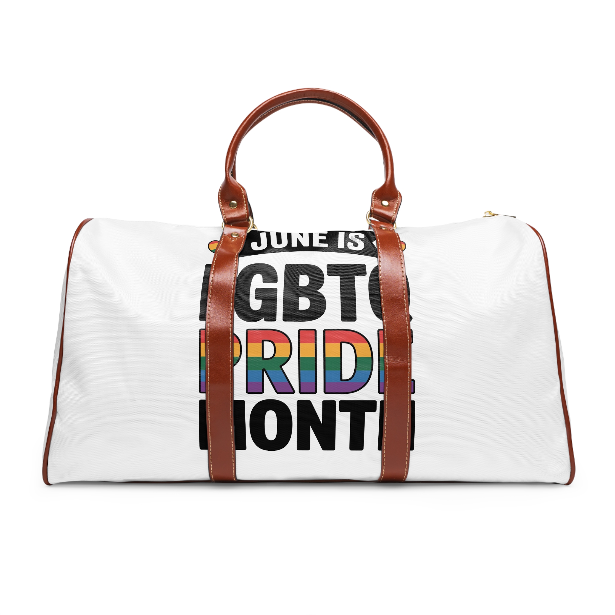June Is Lgbtq Pride Month Colorful Text Waterproof Travel Bag