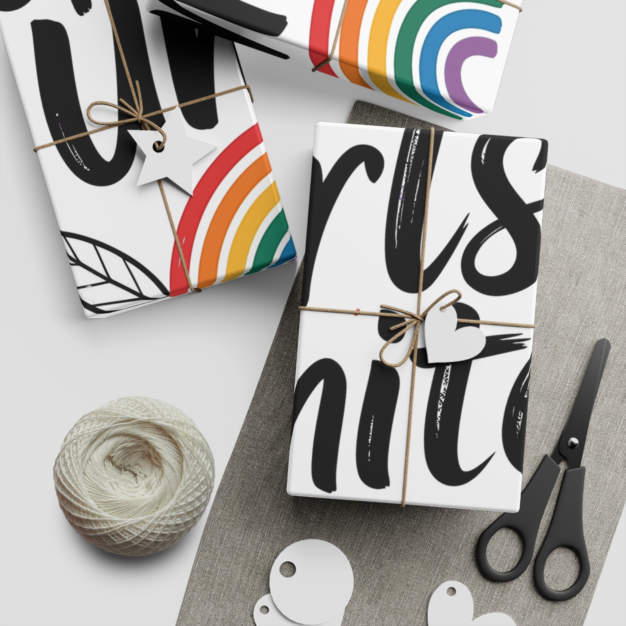Empowering Girls Unite Slogan With Rainbow Floral Accents Gift Wrapping Paper Sheets 1pc - Image 5