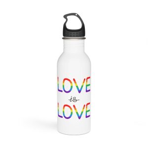 Vector Love Is Love Phrase Lgbt Text Lettering Rainbow Colors Stainless Steel Water Bottle