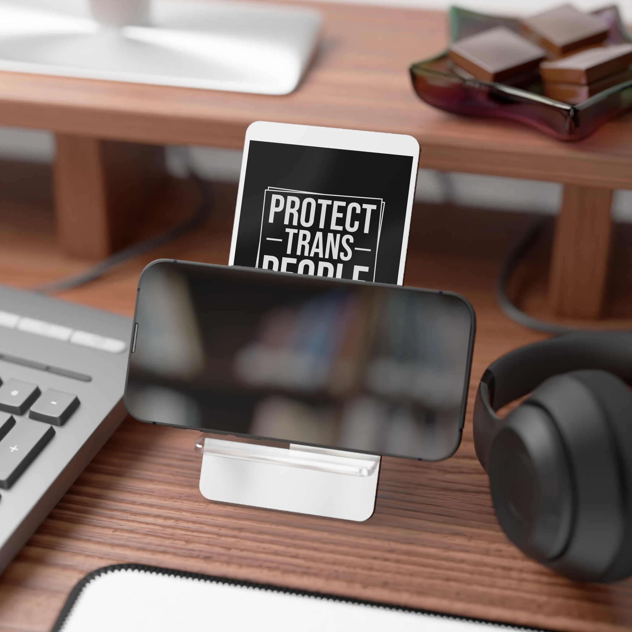 Feminism Tshirt Design Feminist Shirt Protect Trans People Mobile Display Stand For Smartphones - Image 4
