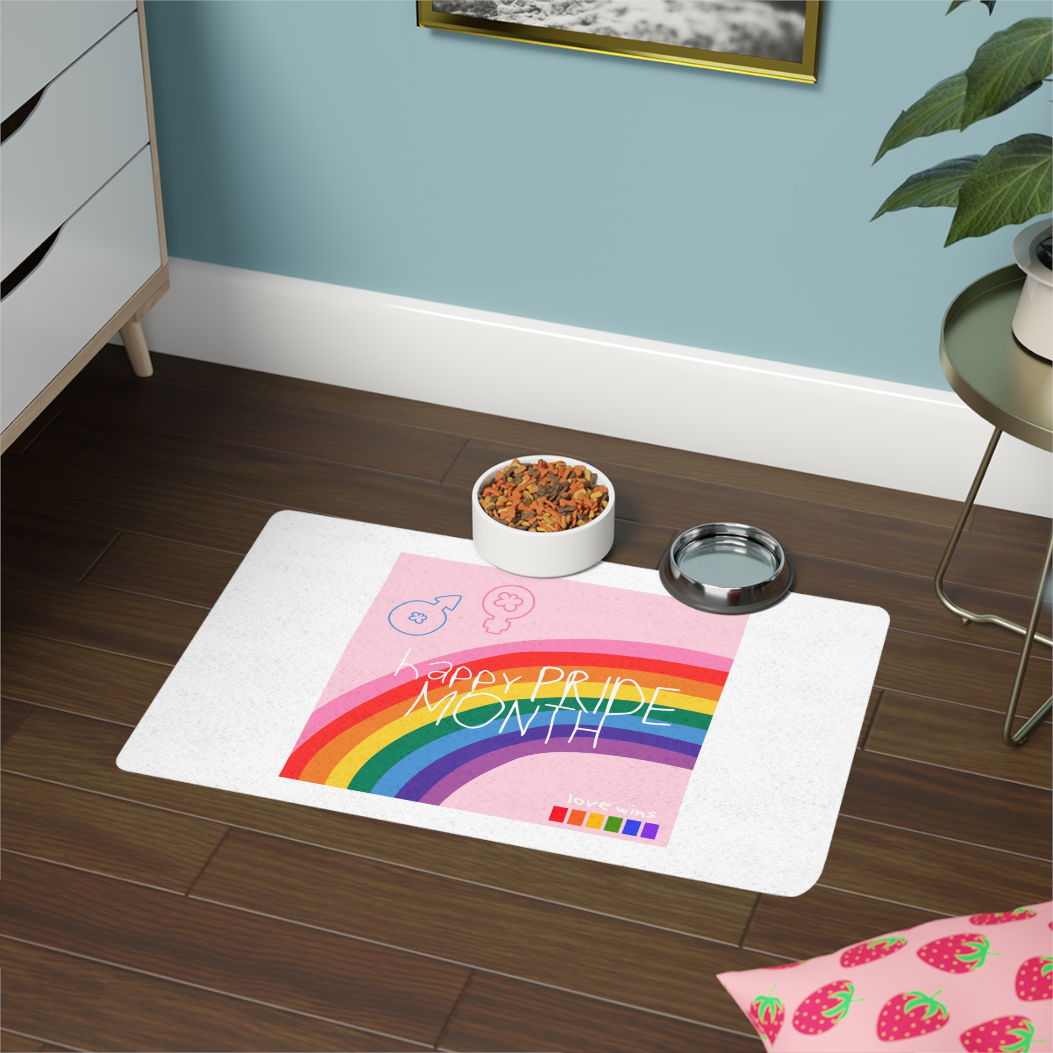 Cute Simple Banner Pride Month Symbols Pride Month With Lgbtq Flag Colours Pet Food Mat 12x18 - Image 4