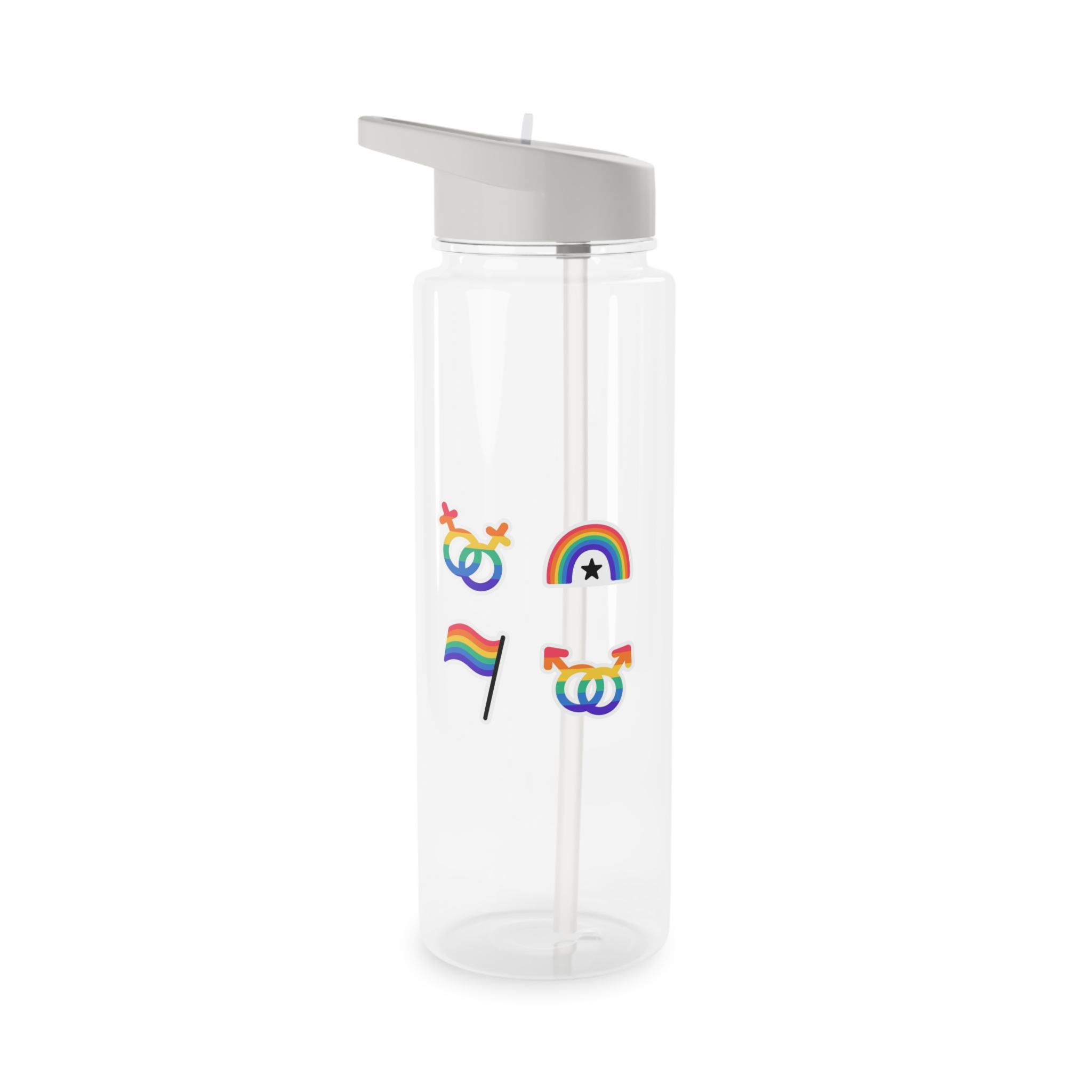 Lgbt Stickers Doodle Style Lgbtq Set Lgbt Pride Community Symbols Rainbow Colored Elements Flag Heart Rainbow Tritan Water Bottle - Image 5