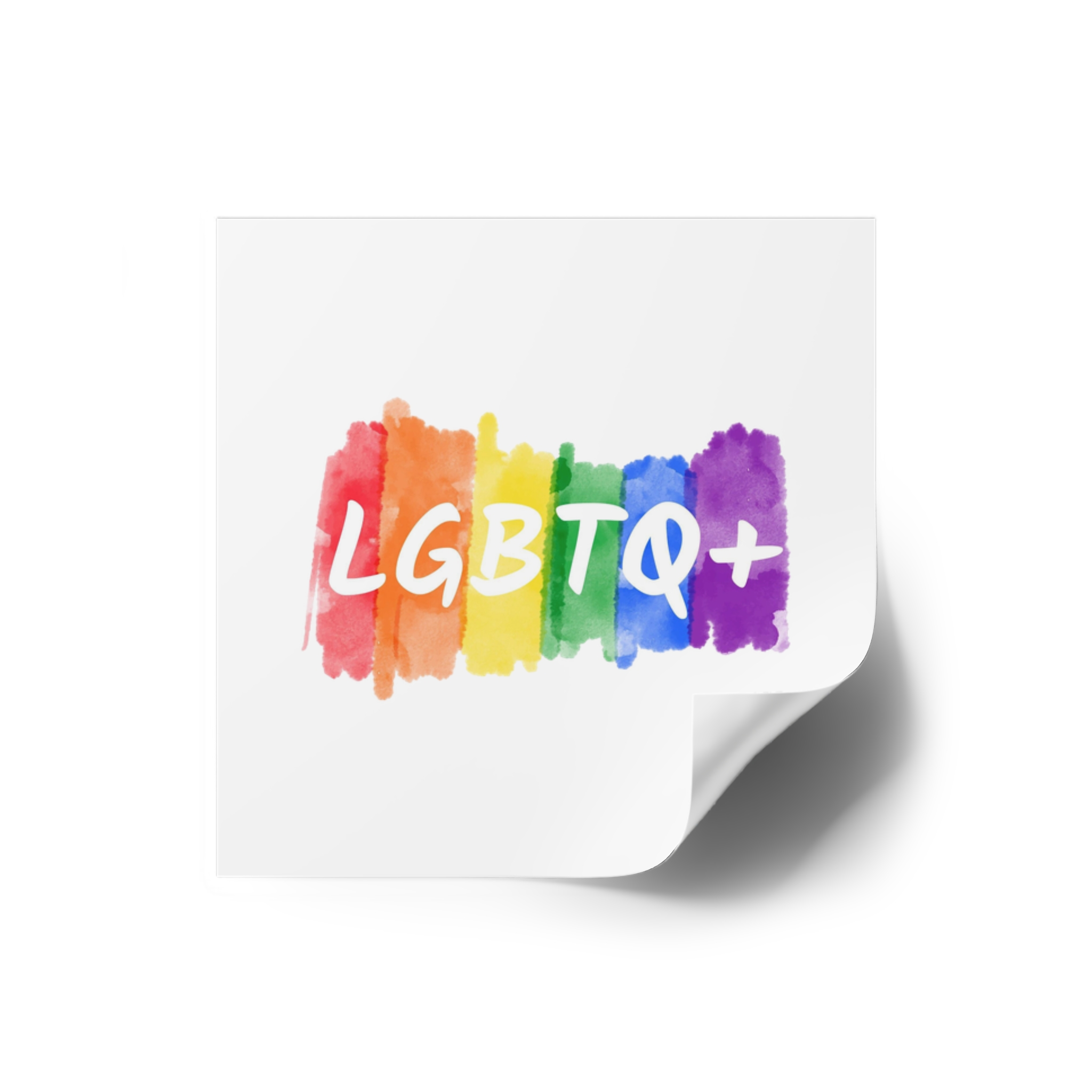 Lgbtq Logo Lettering Text Vector Rainbow Watercolor Paint Textured Colorful Stripes Laminate Stickers Square - Image 14