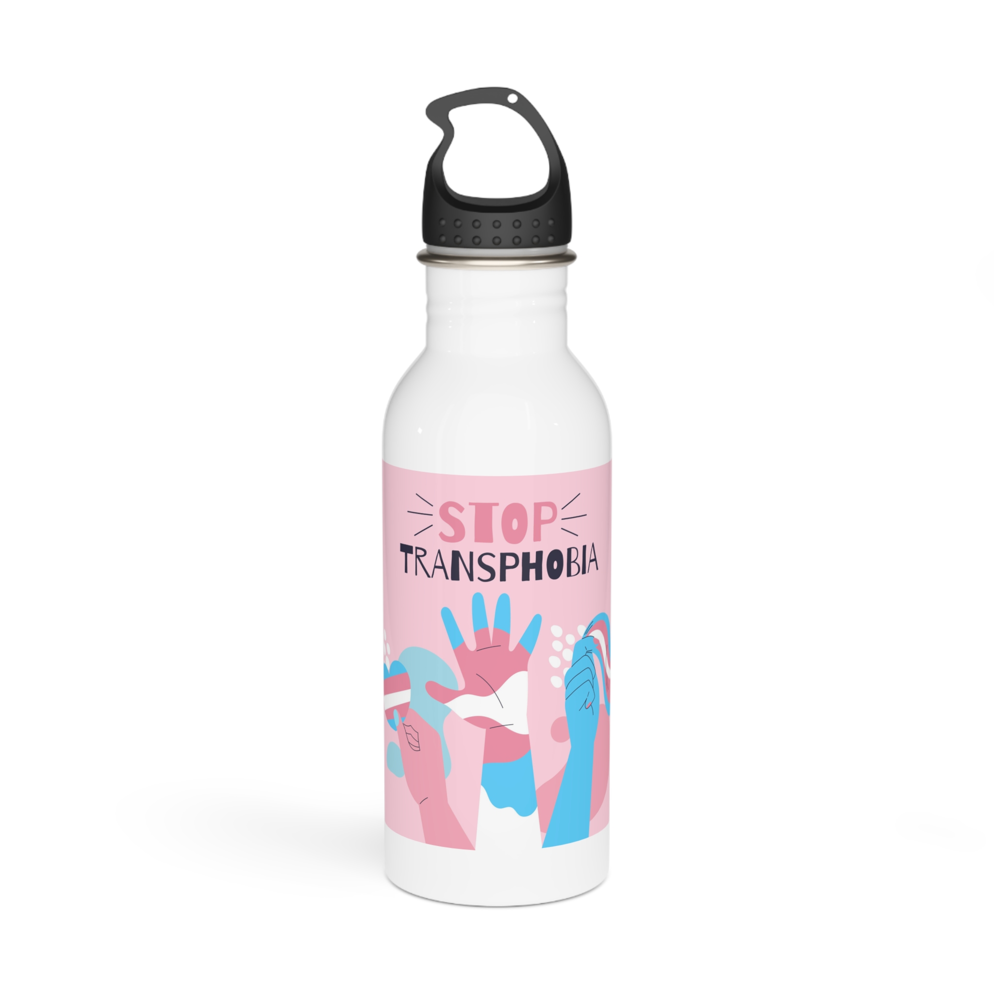 Hand Drawn Flat Design Stop Transphobia Concept Stainless Steel Water Bottle