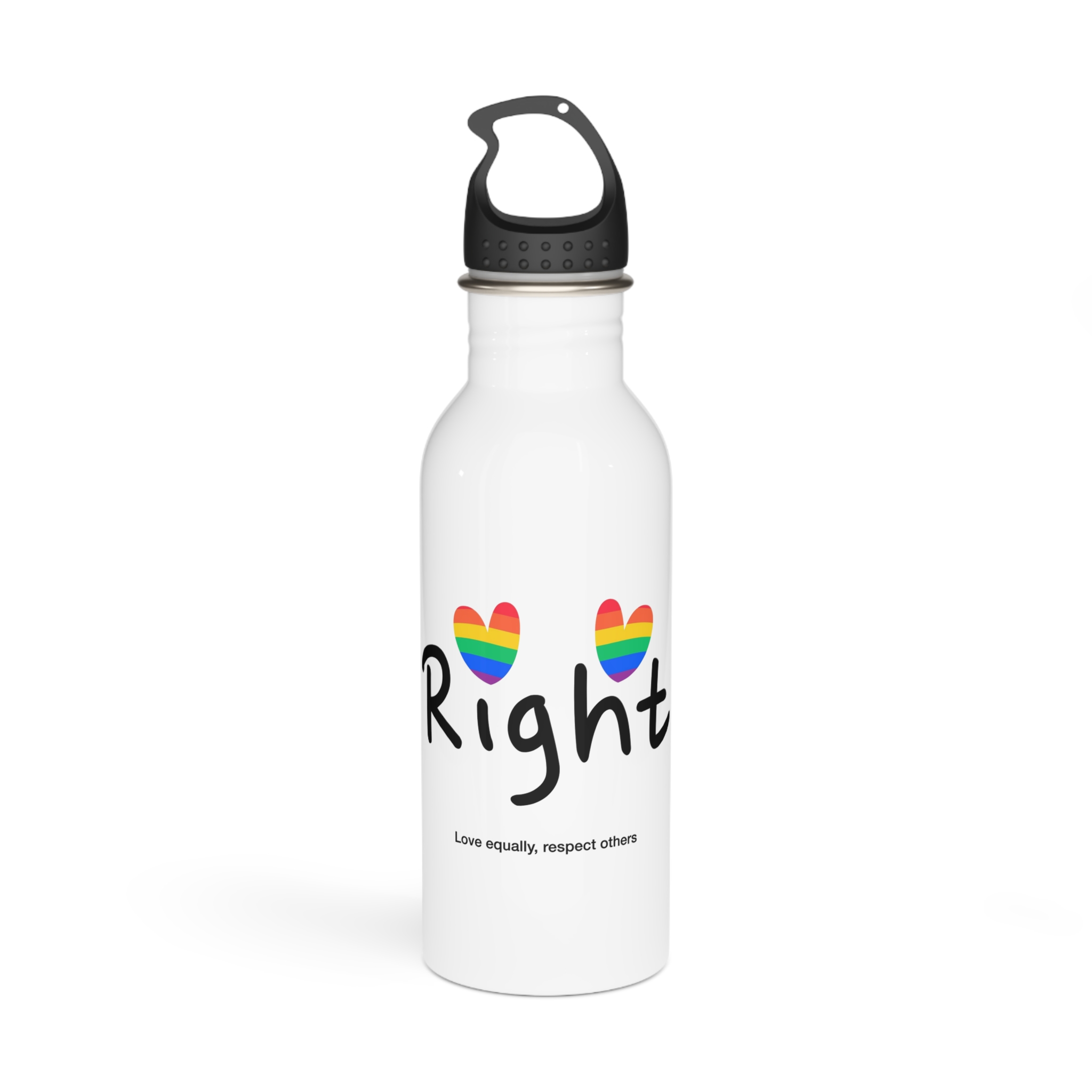 Love Letter Pride Rainbow Lettering Text Writing Pattern Freedom Love Heart Homo Colors Flag Parade(1) Stainless Steel Water Bottle