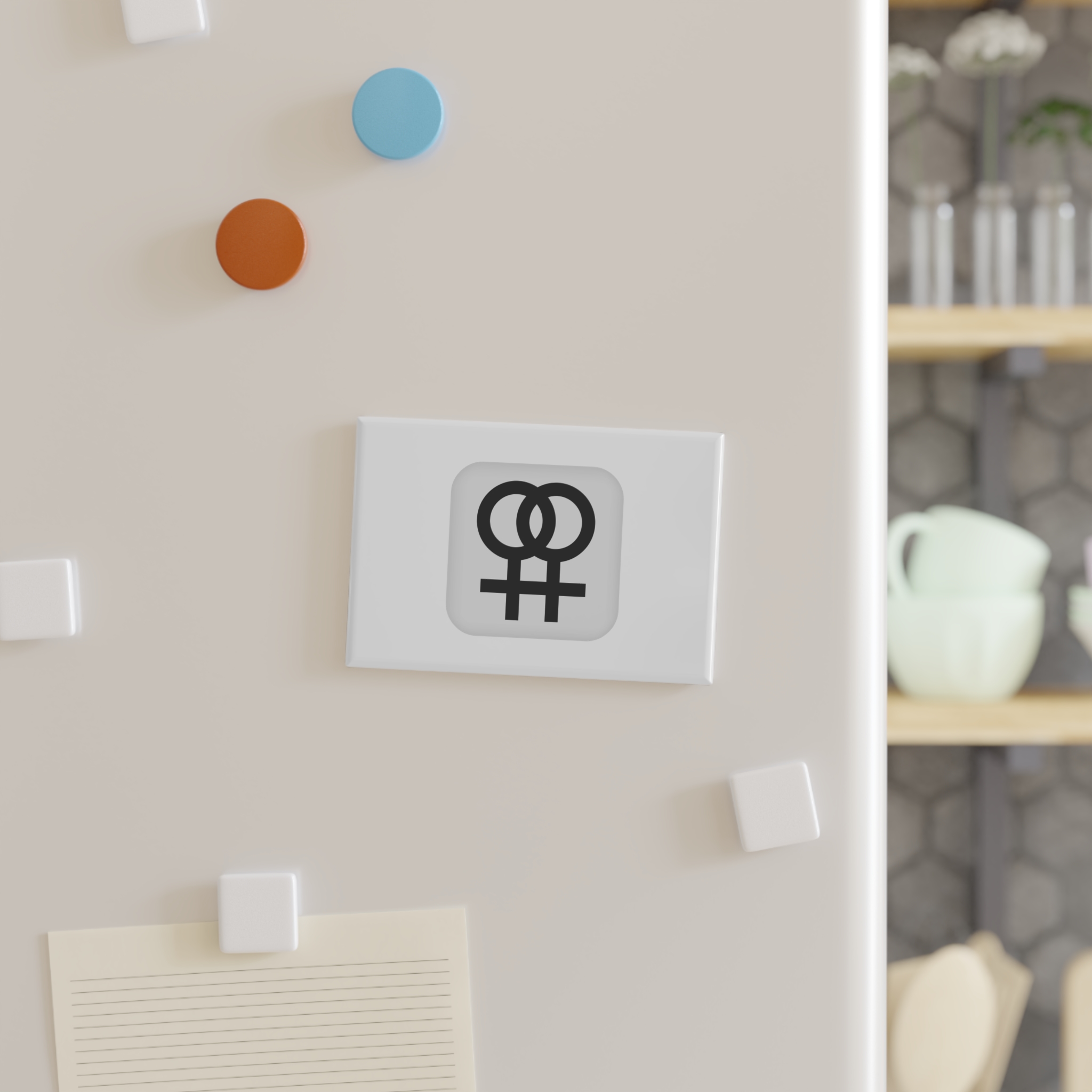 Double Female Symbol Lesbian Relationship Vector Illustration Button Magnet Rectangle 1 And 10 Pcs - Image 3
