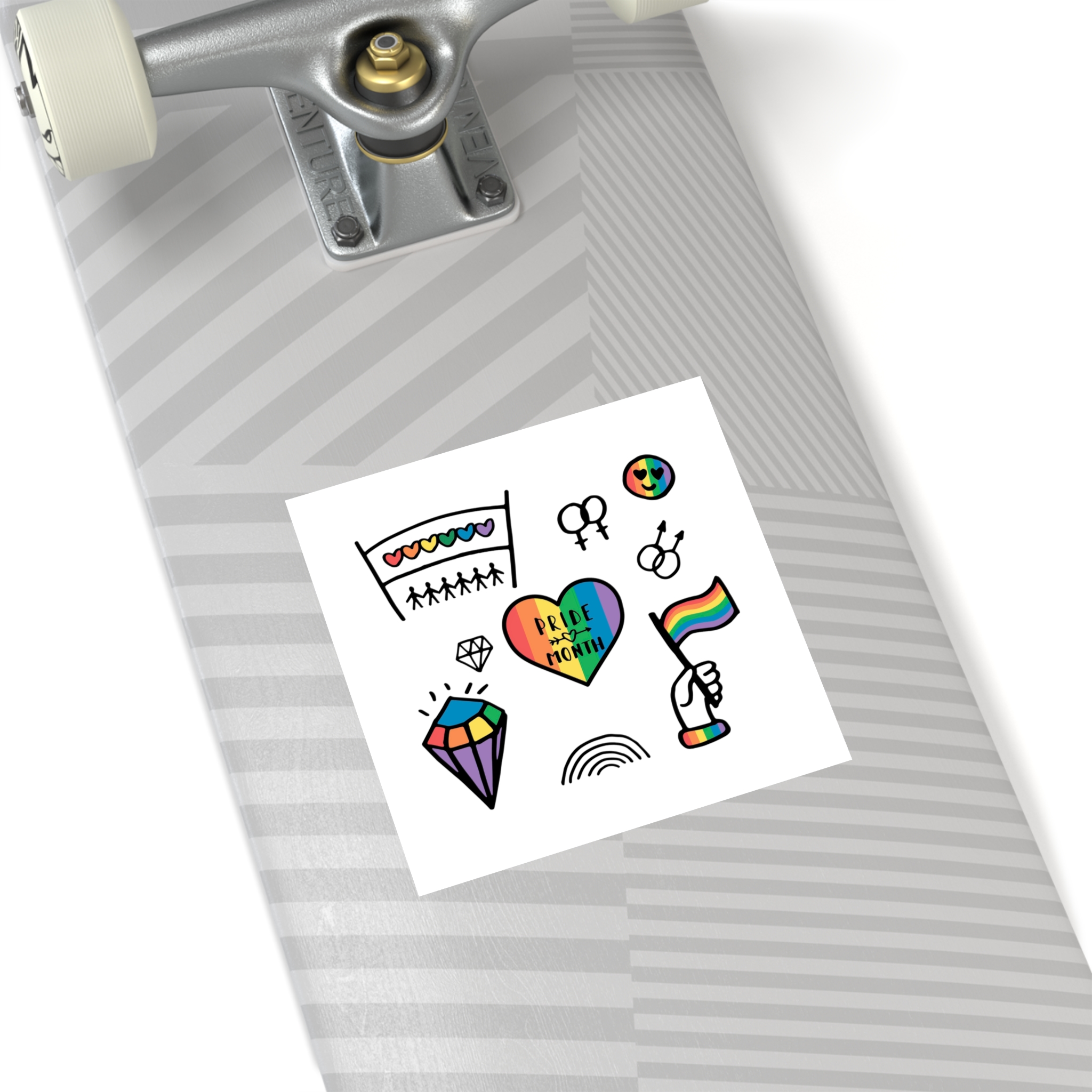 Lgbt Doodle Set Rainbow Flag Pride Month Vector Illustration Laminate Stickers Square - Image 36