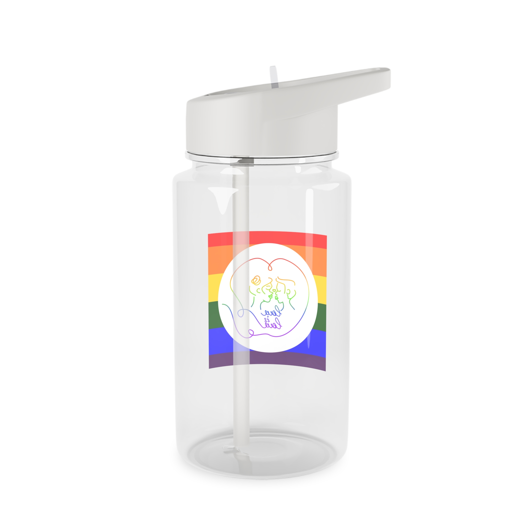 Poster With Kissing Woman Hand Lettering Love Is Love Theme Month Pride Lgbtq Love Background Tritan Water Bottle - Image 2