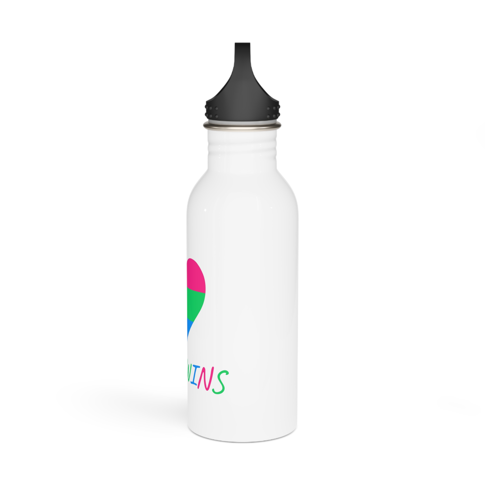 Colorful Heart Shape Polysexual Pride Flag Happy Pride Day Lgbtqia Community Pride Month Vector Hand Drawn Doodle Posters Stickers Logo Cards Stainless Steel Water Bottle - Image 4