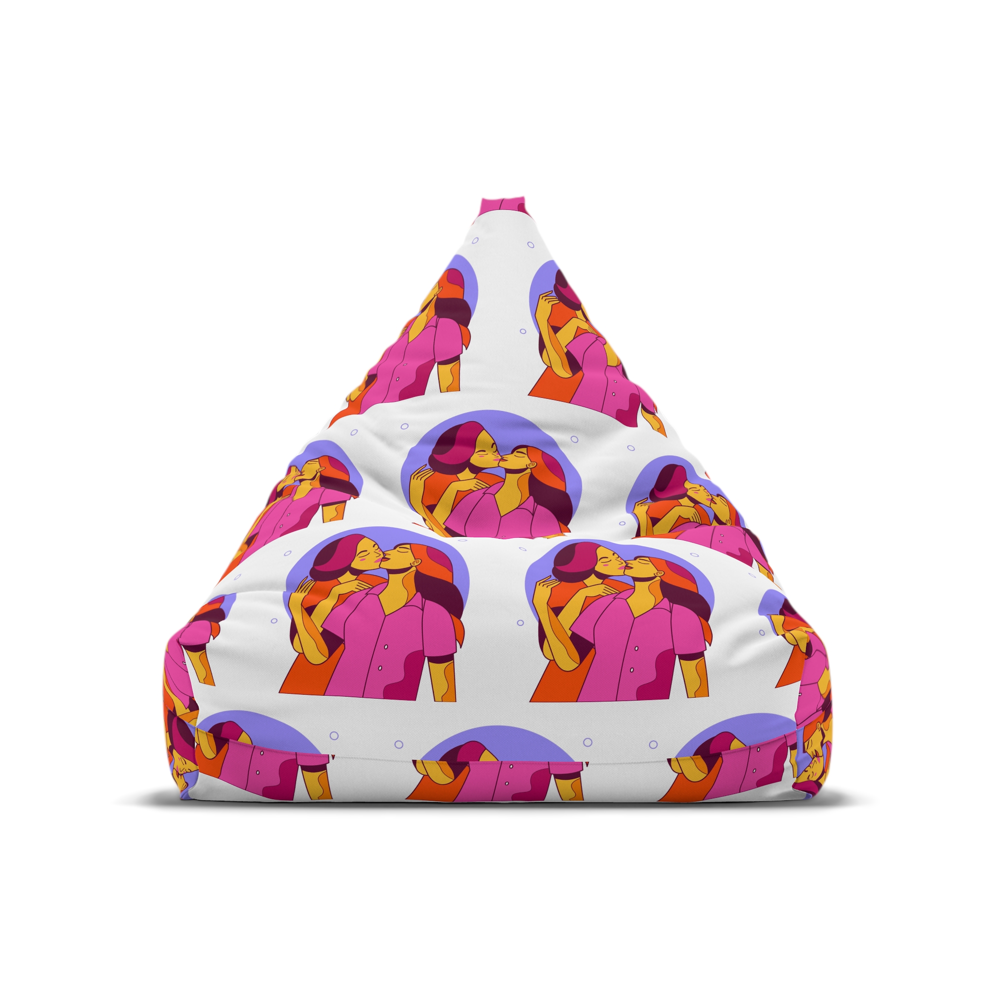 Cartoon Lesbian Kiss Illustration Bean Bag Chair Cover - Image 5