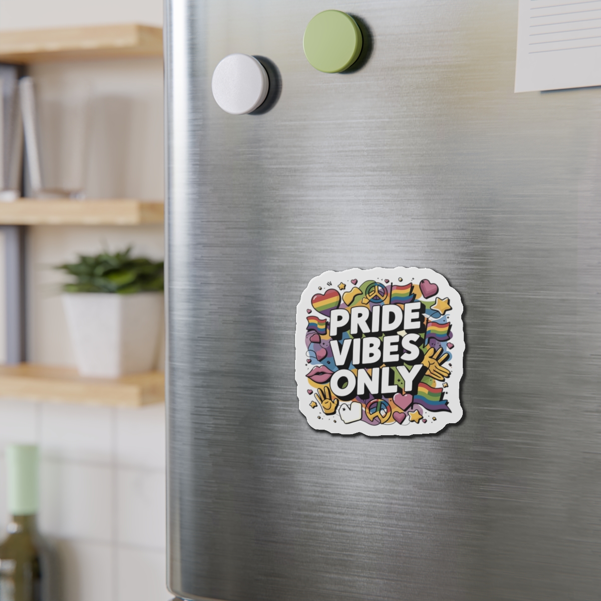 Pride Vibes Only T Shirt Design Isolated White Background Die Cut Magnets - Image 9
