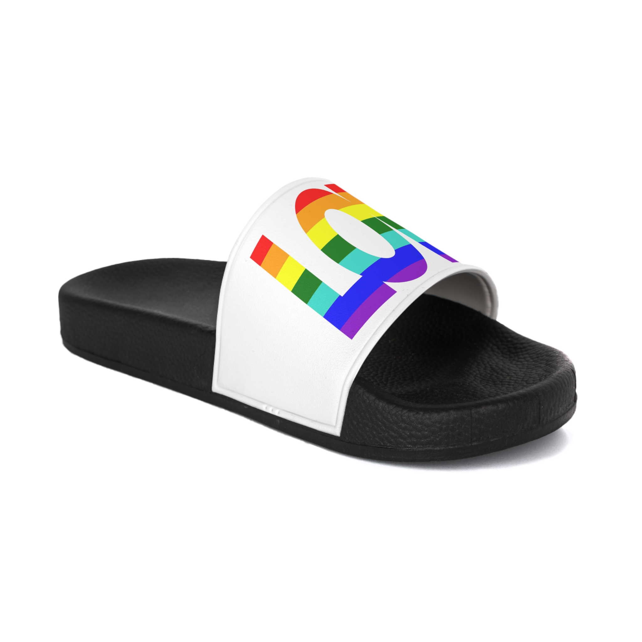 Lgbt Pride Flag Rainbow Flag Background Multicolored Peace Flag Movement Original Colors Symbol Mens Slide Sandals - Image 2